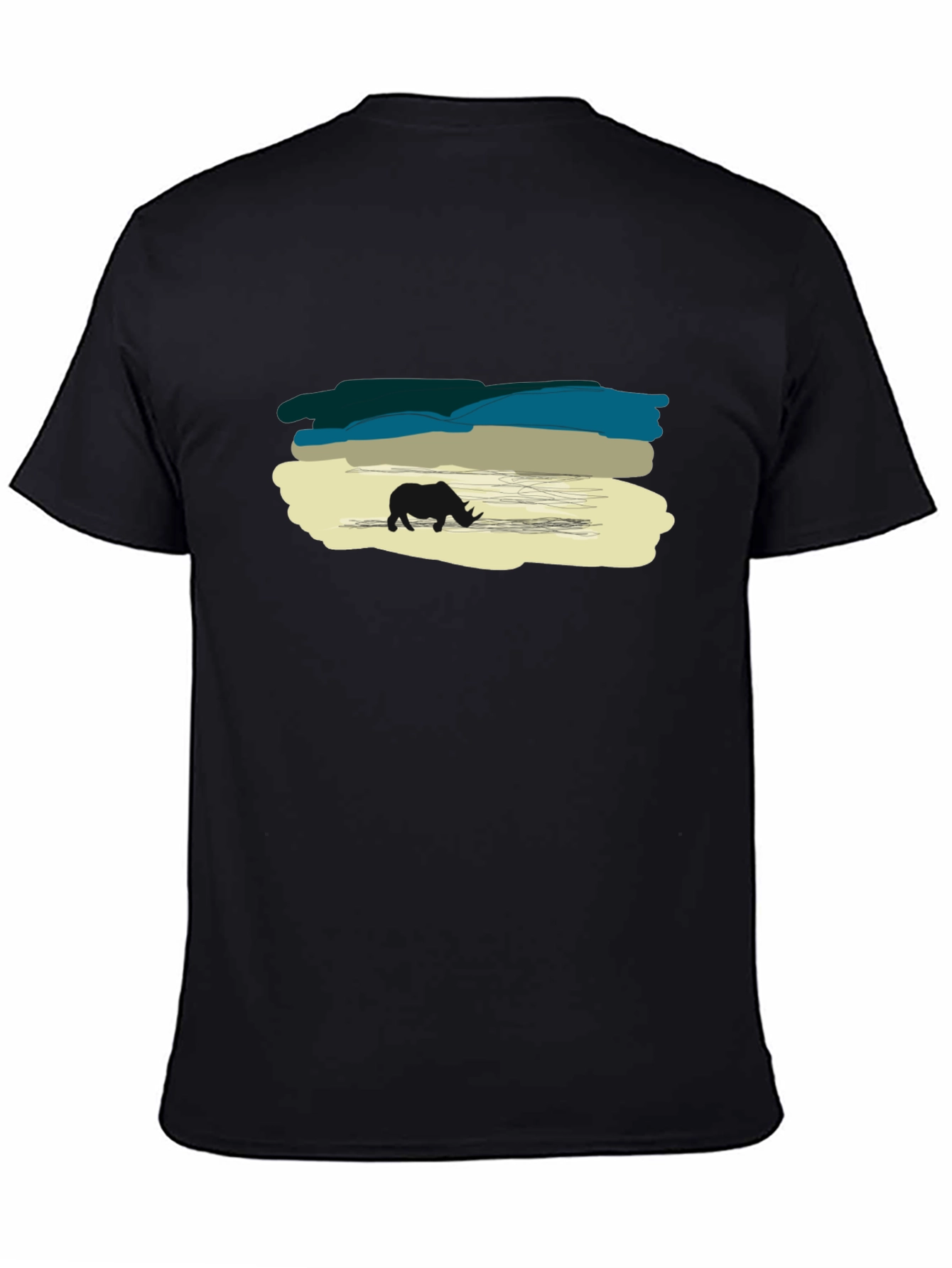 Rhino Silhouette Graphic Black T-Shirt