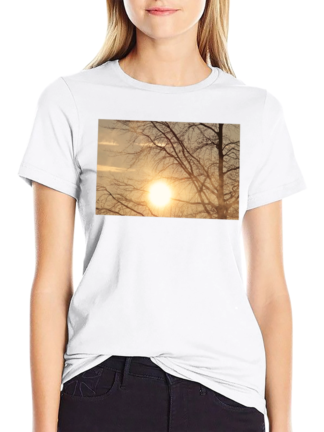 Sunset Tree Graphic Black T-Shirt