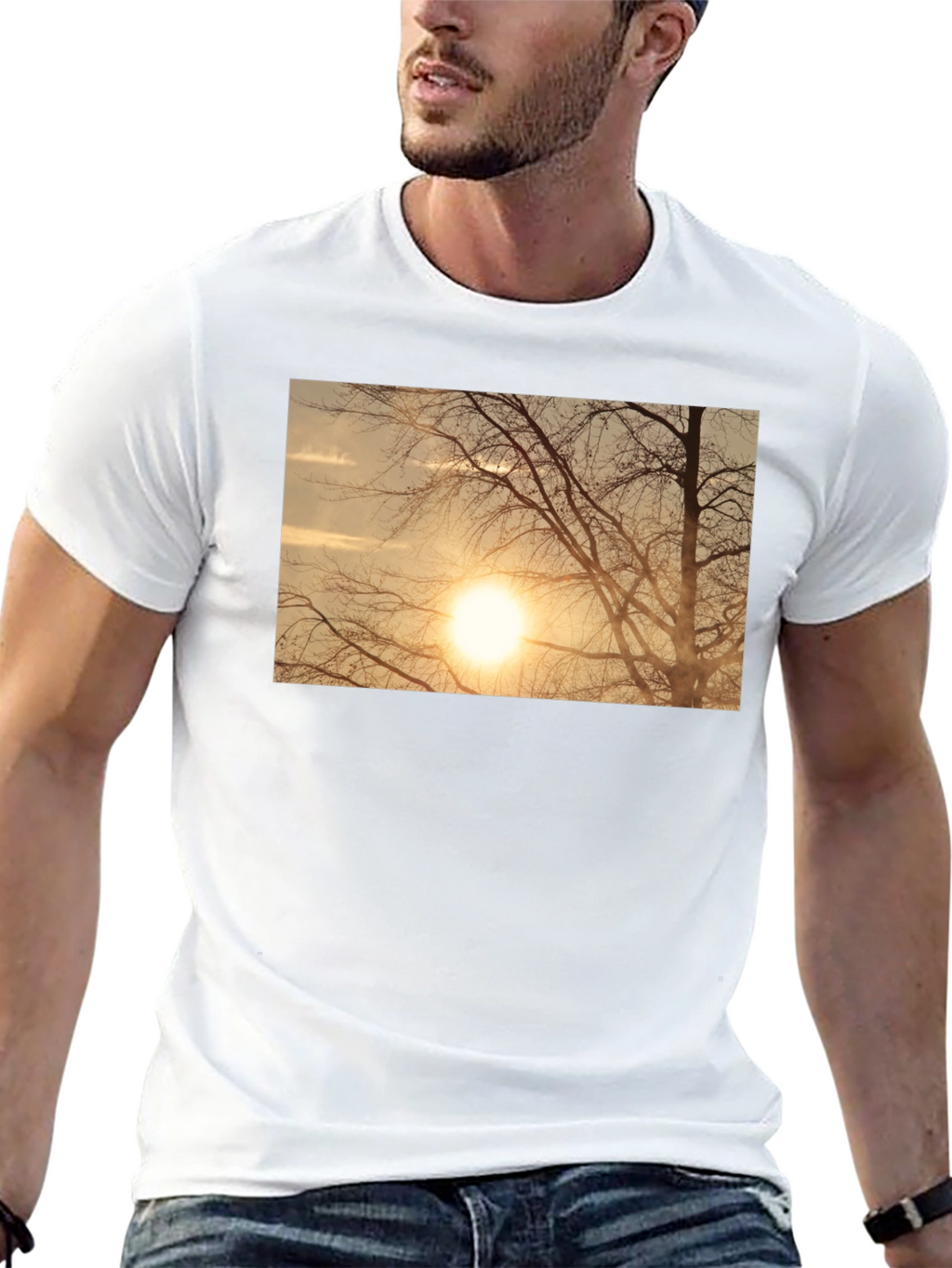 Sunset Tree Graphic Black T-Shirt