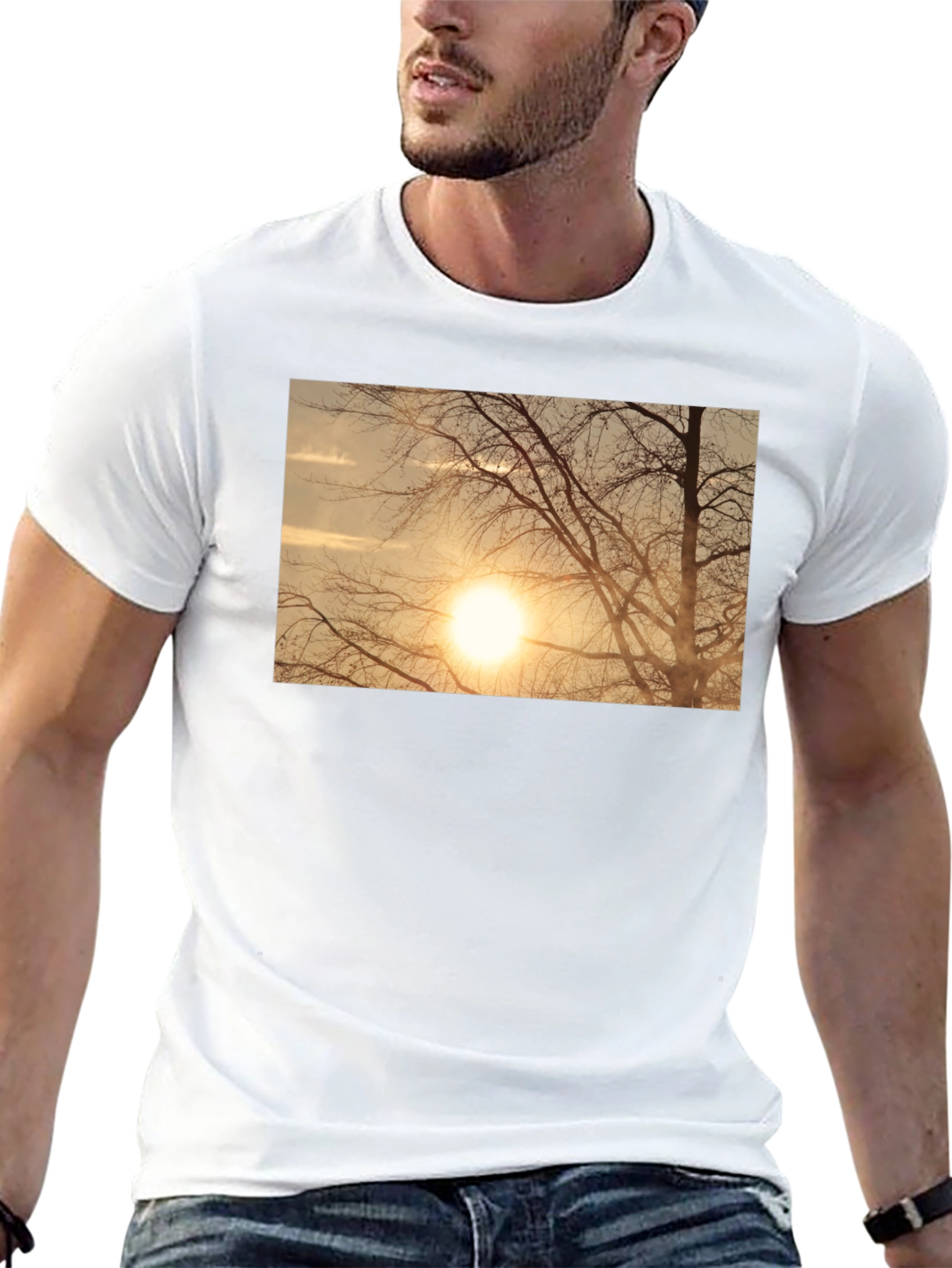 Sunset Tree Graphic Black T-Shirt