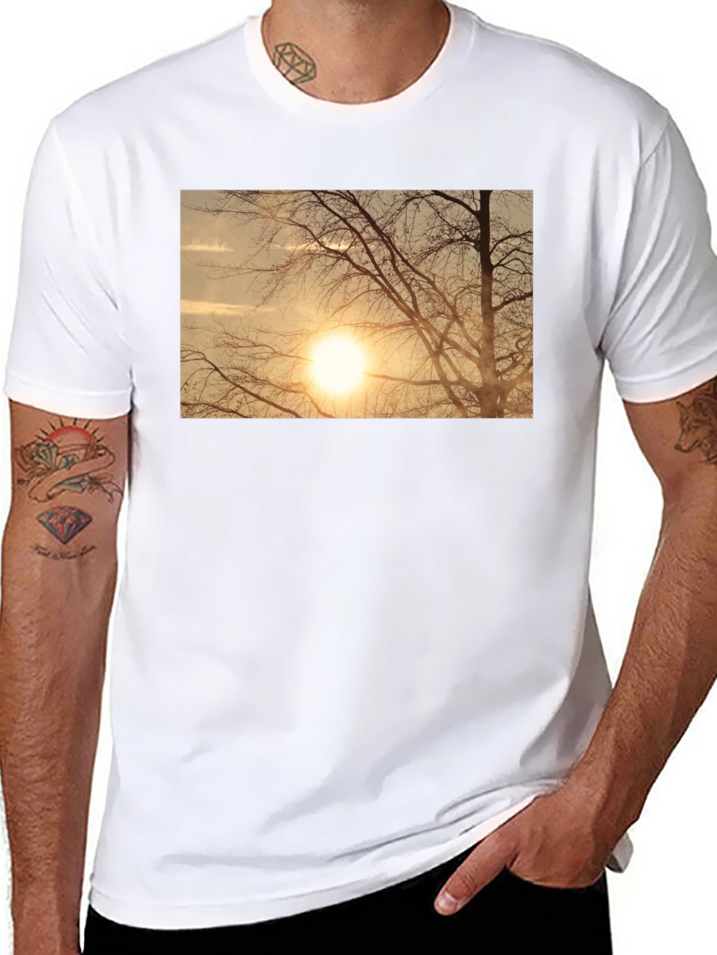 Sunset Tree Graphic Black T-Shirt