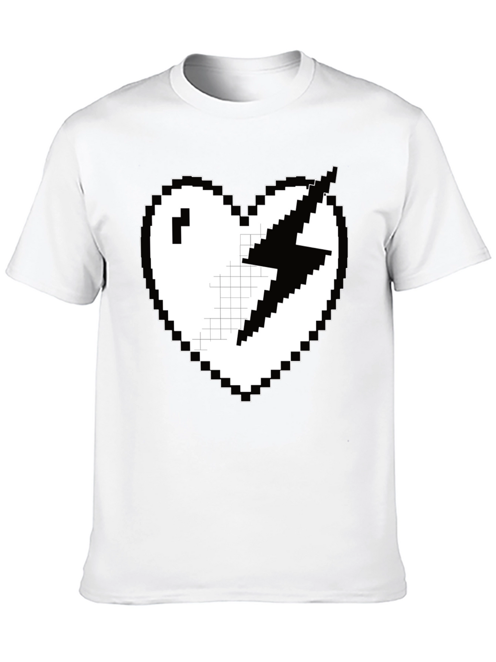 Pixel Heart Lightning Bolt Graphic Tee - Black