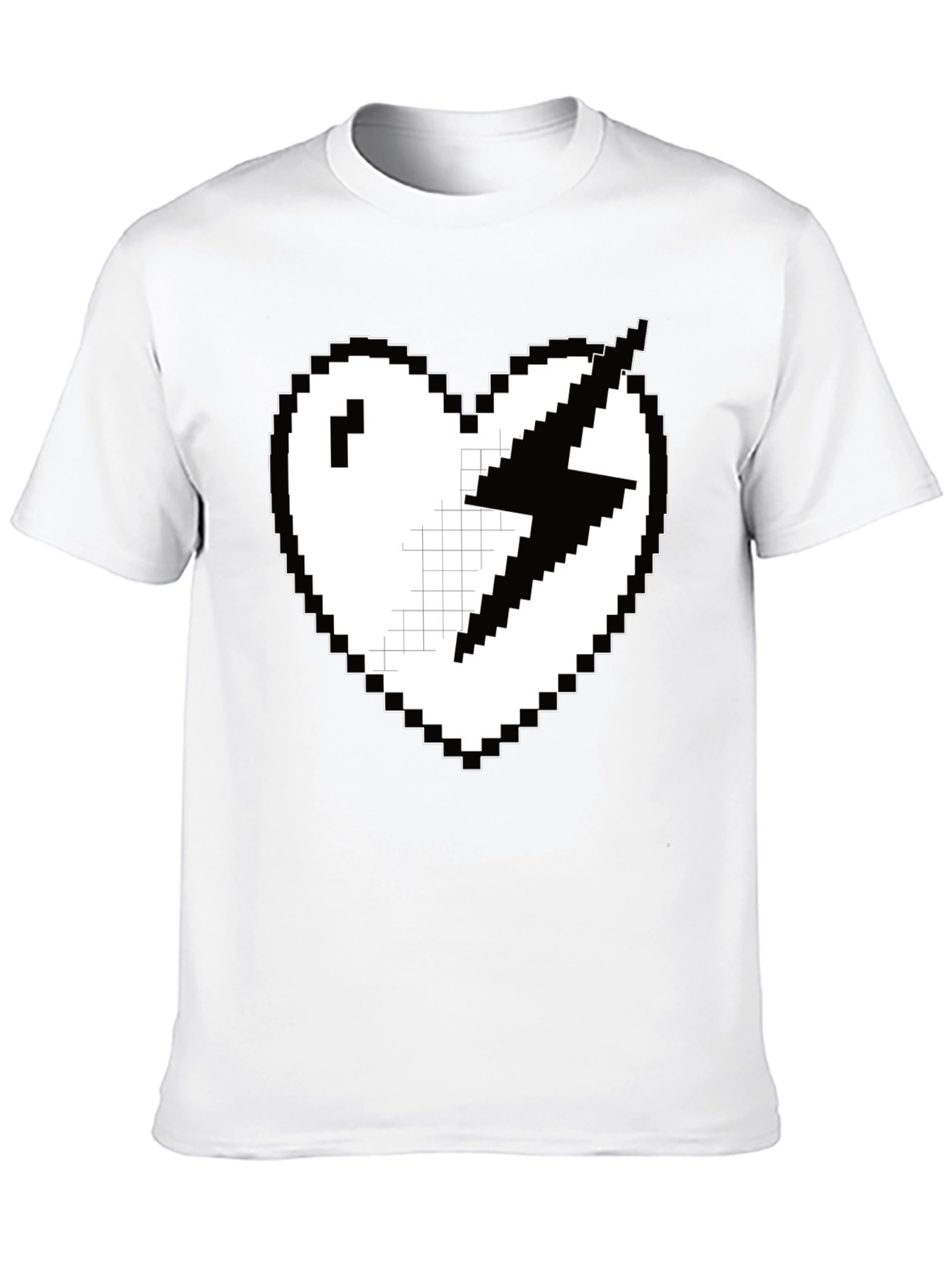 Pixel Heart Lightning Bolt Graphic Tee - Black