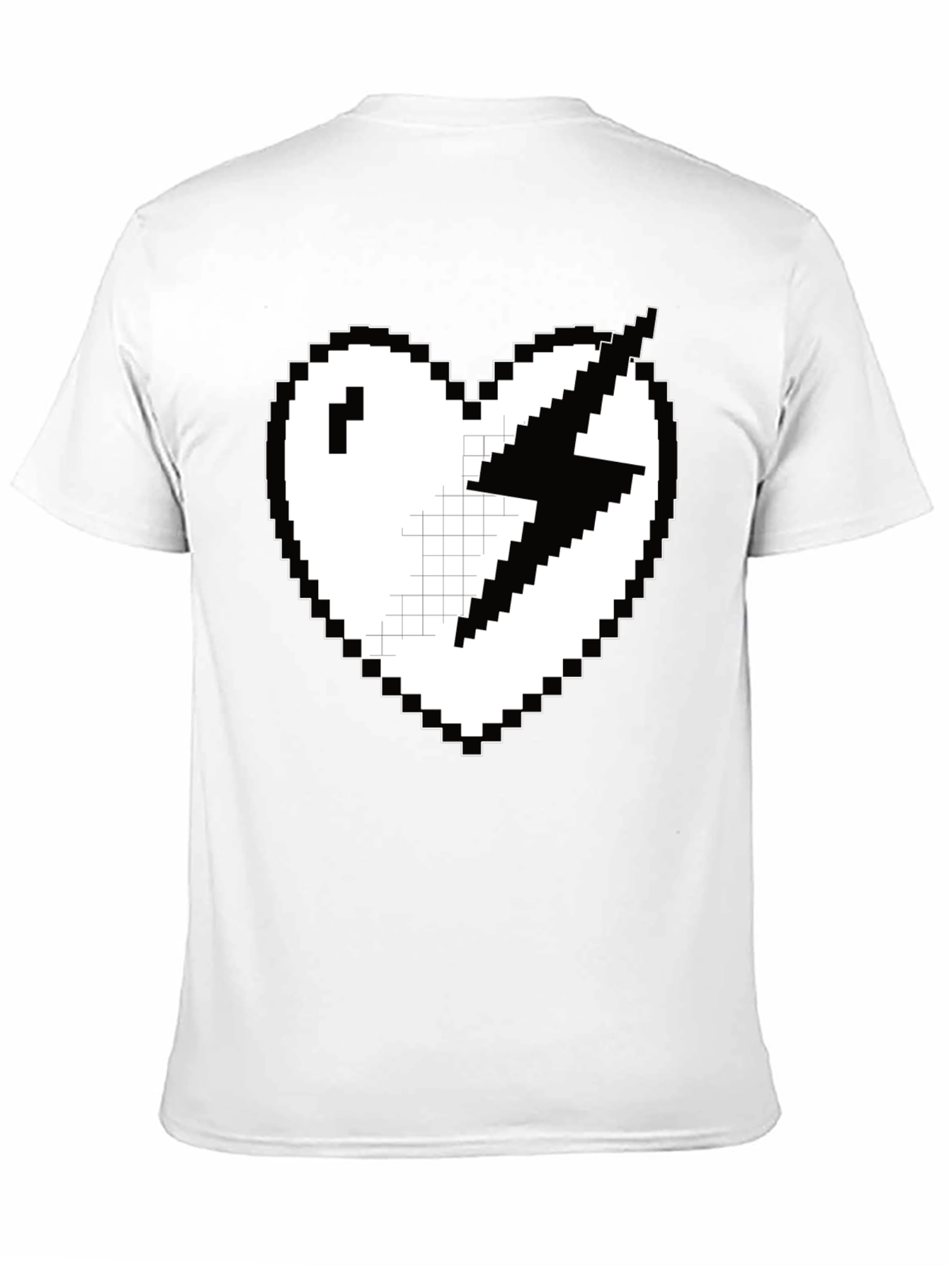 Pixel Heart Lightning Bolt Graphic Tee - Black