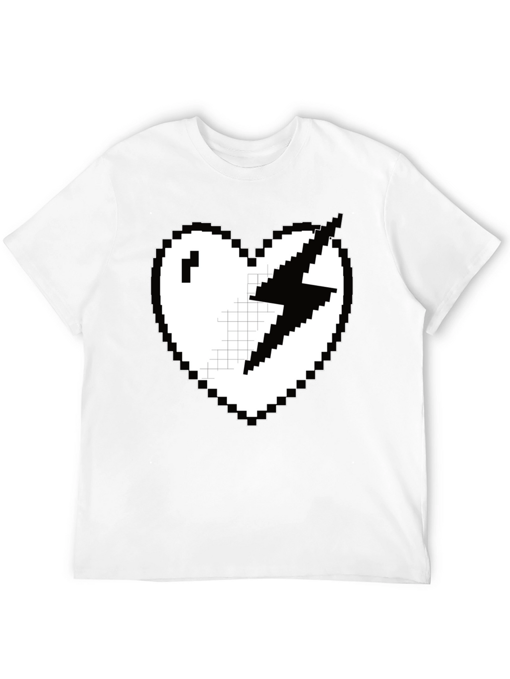 Pixel Heart Lightning Bolt Graphic Tee - Black