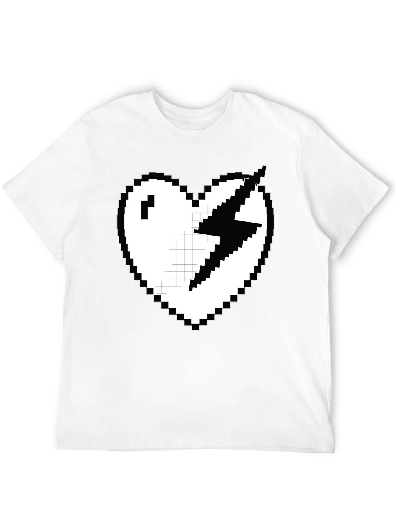 Pixel Heart Lightning Bolt Graphic Tee - Black