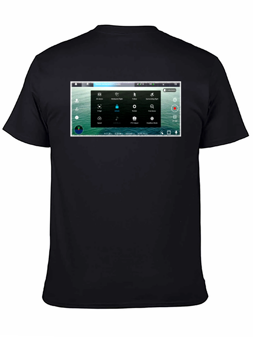 Drone Screen Black T-Shirt - Pilot Aerial Enthusiast Techie