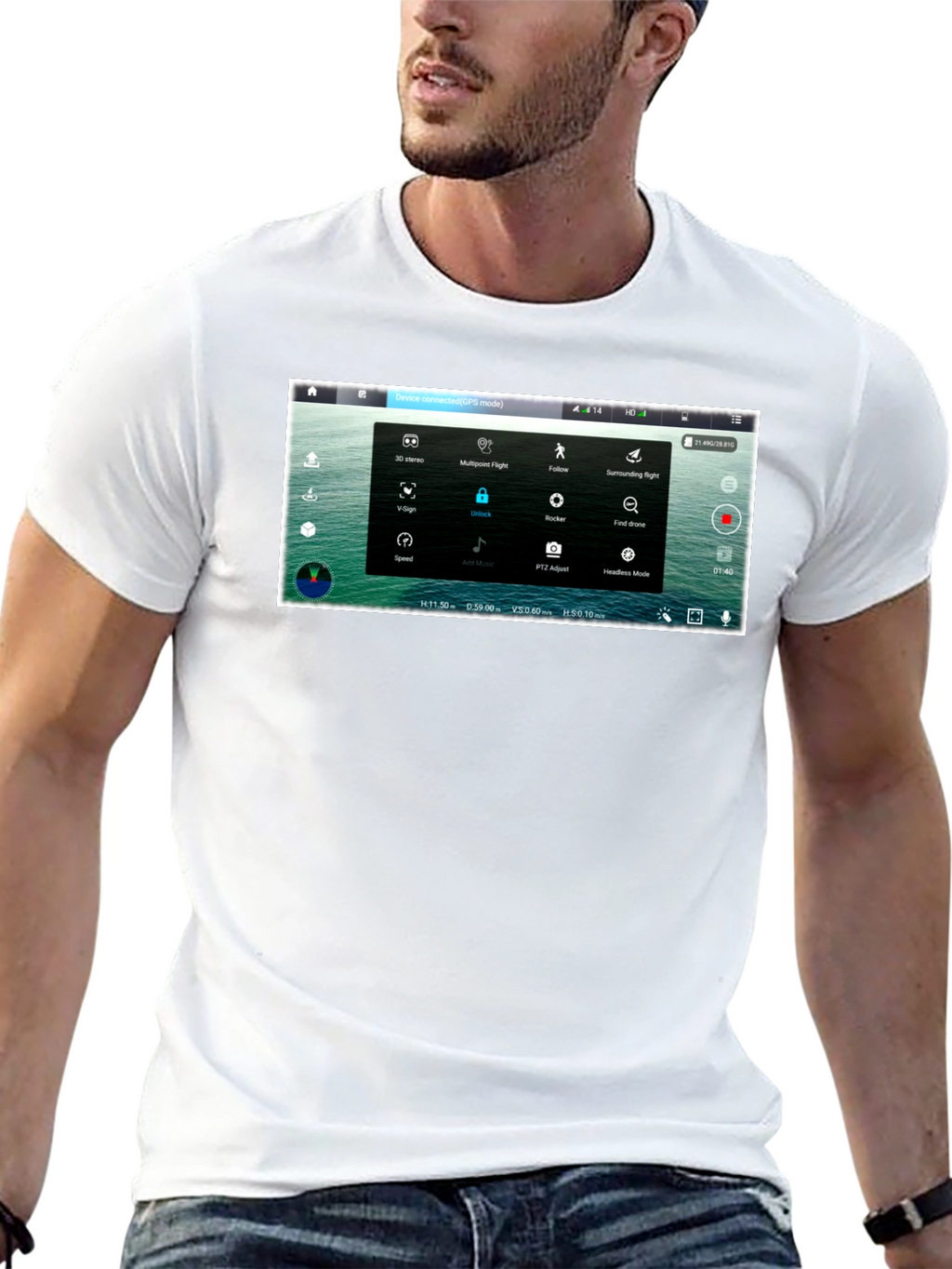Drone Screen Black T-Shirt - Pilot Aerial Enthusiast Techie
