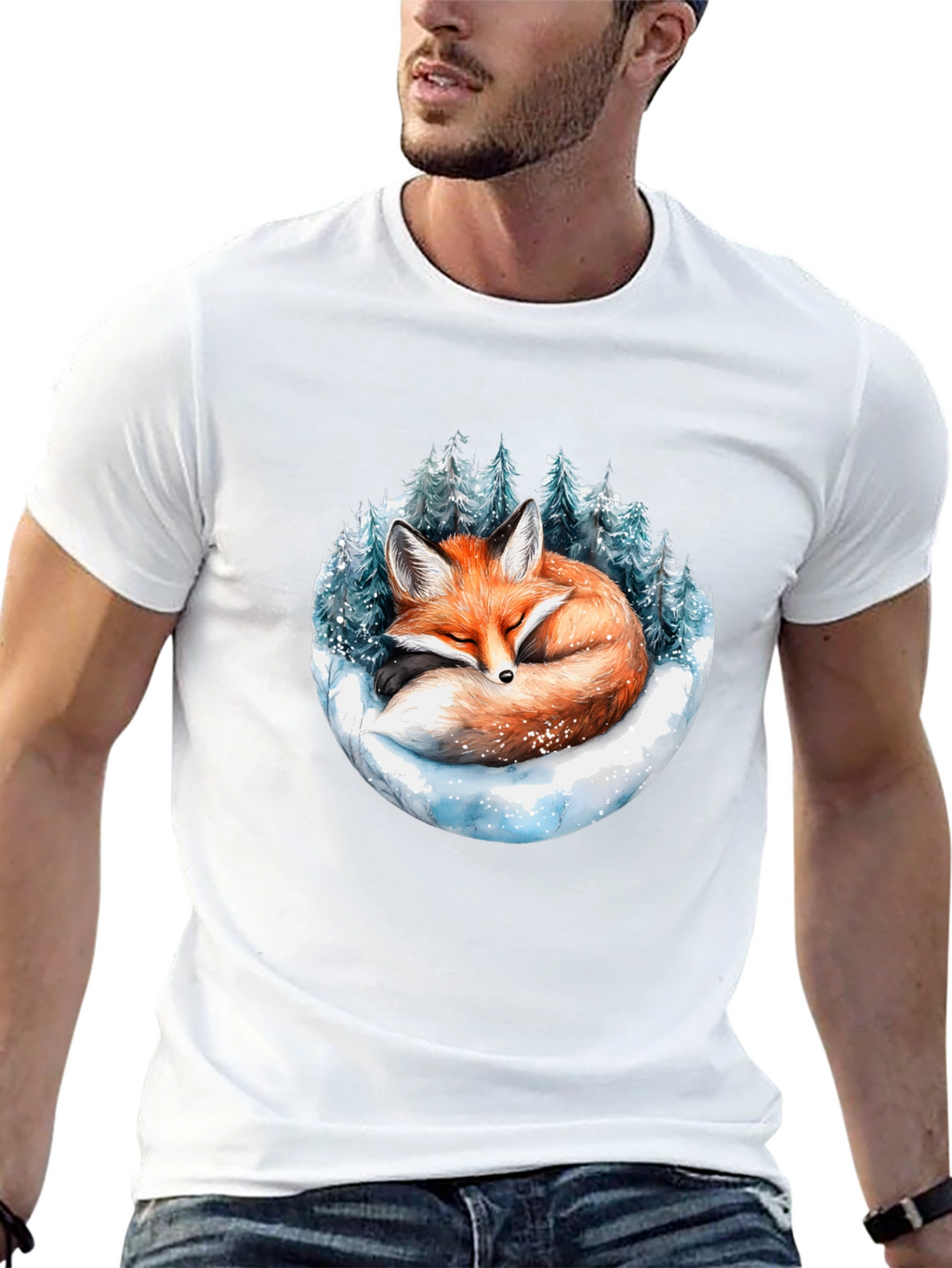 Winter Fox Graphic Tee - Cozy Wildlife Design
