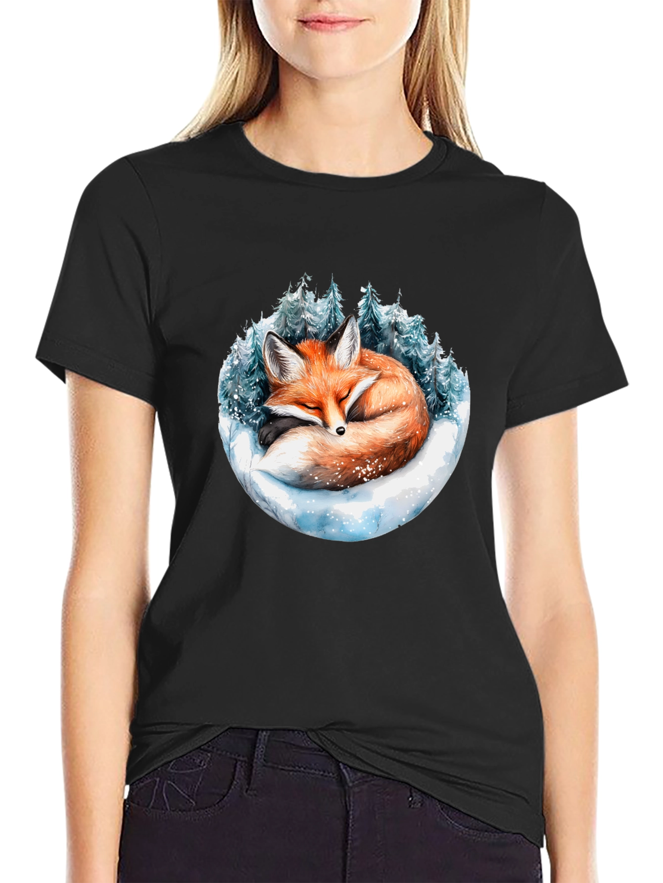 Winter Fox Graphic Tee - Cozy Wildlife Design