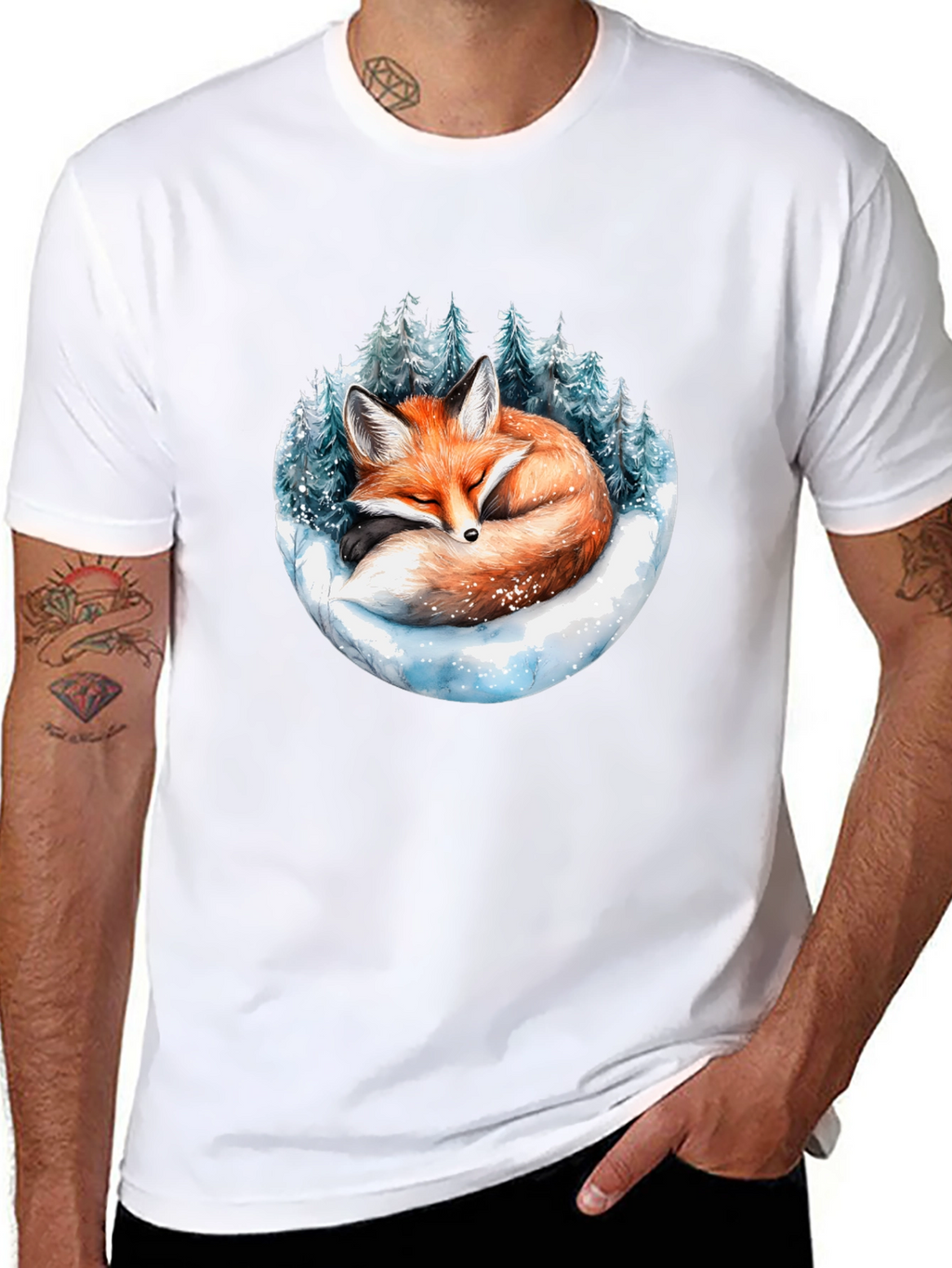 Winter Fox Graphic Tee - Cozy Wildlife Design