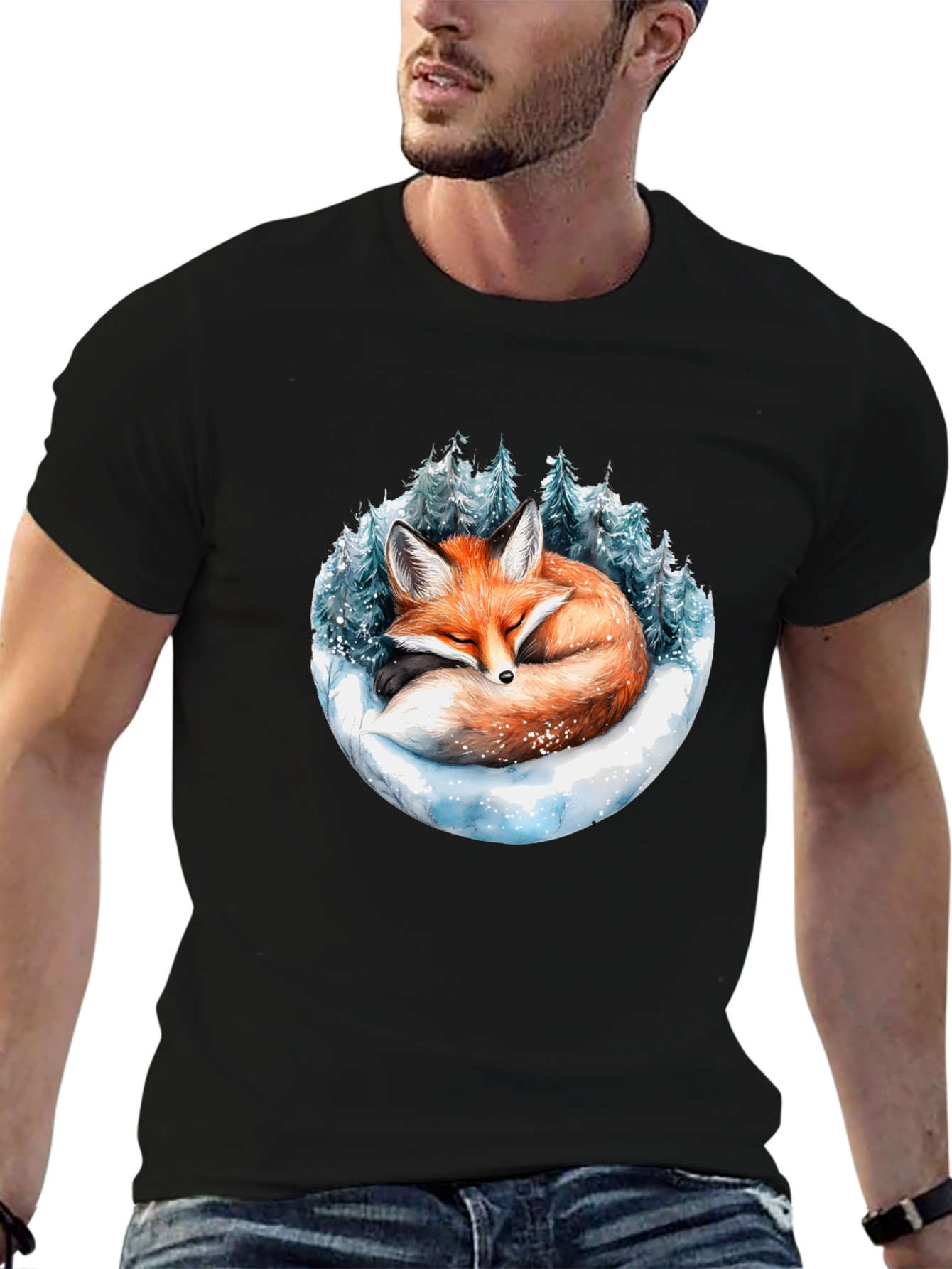 Winter Fox Graphic Tee - Cozy Wildlife Design