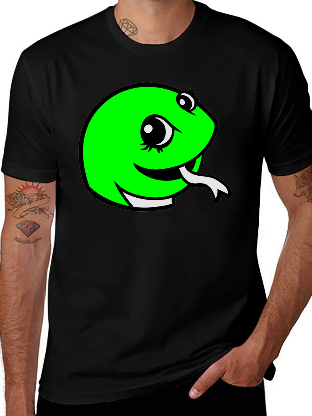 Snake Graphic Tee - Black Cotton T-Shirt