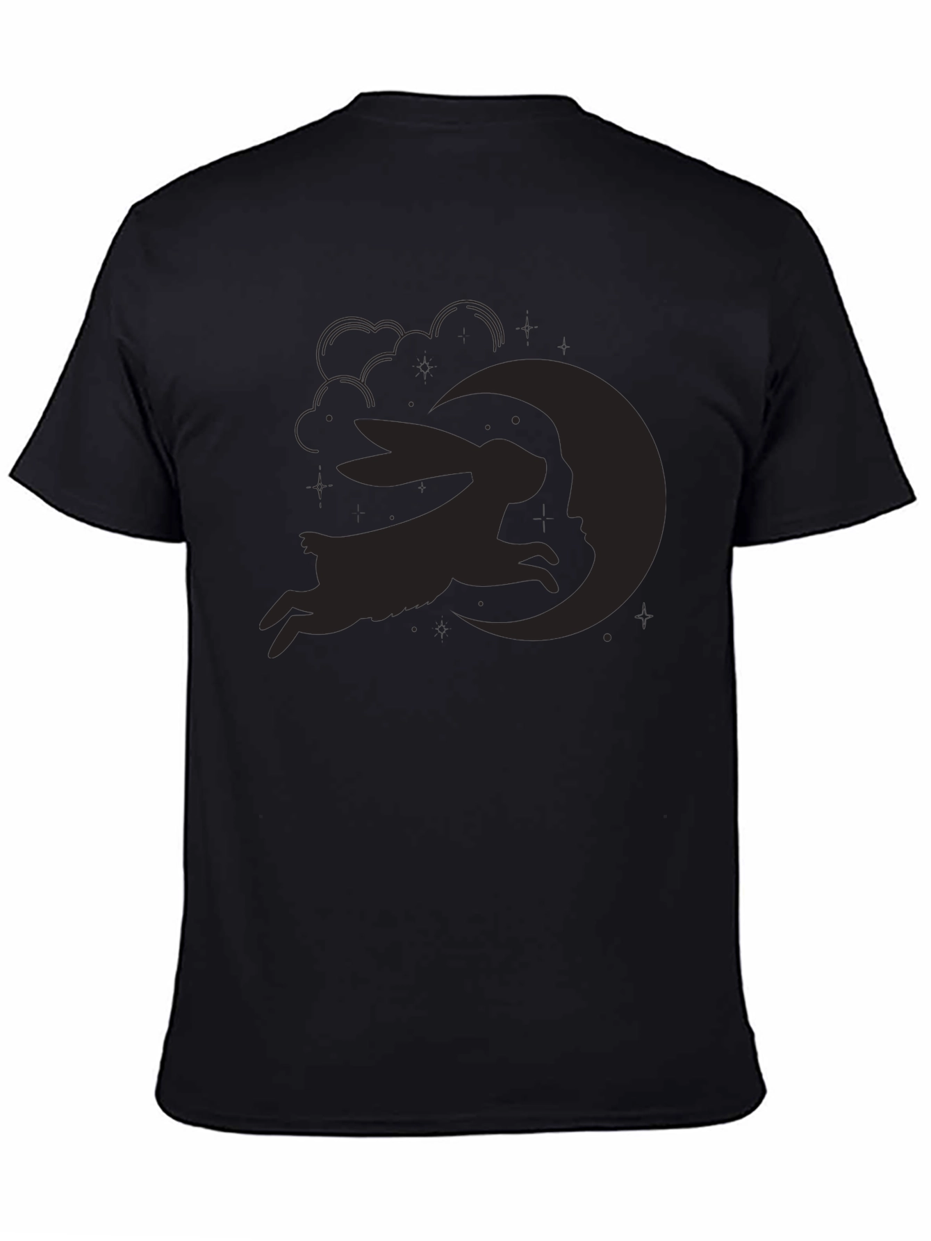 Rabbit in the Moon Graphic Tee - Black Cotton Blend