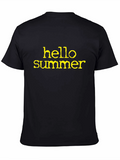 Hello Summer Graphic Tee - Black Cotton Casual T-Shirt