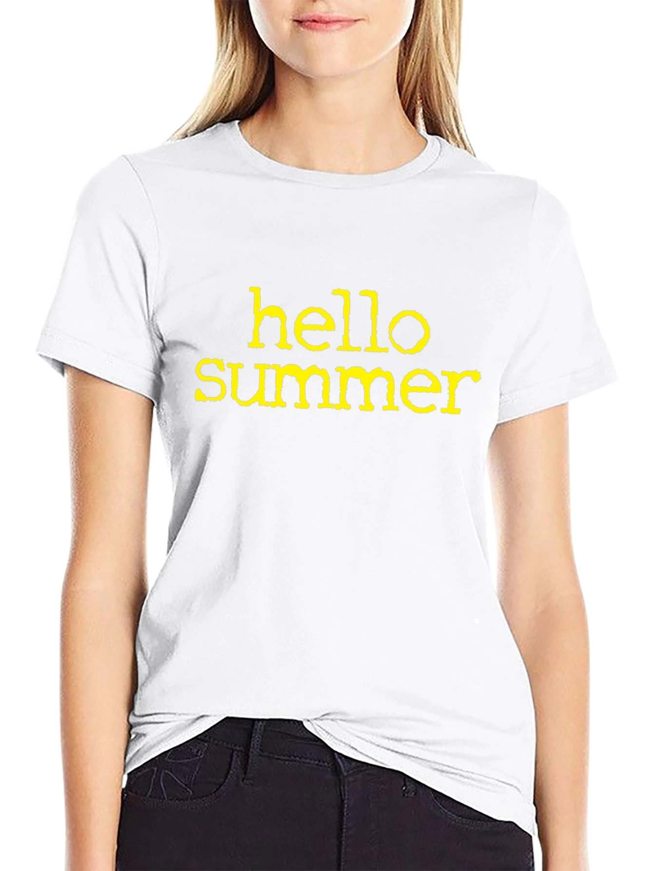 Hello Summer Graphic Tee - Black Cotton Casual T-Shirt