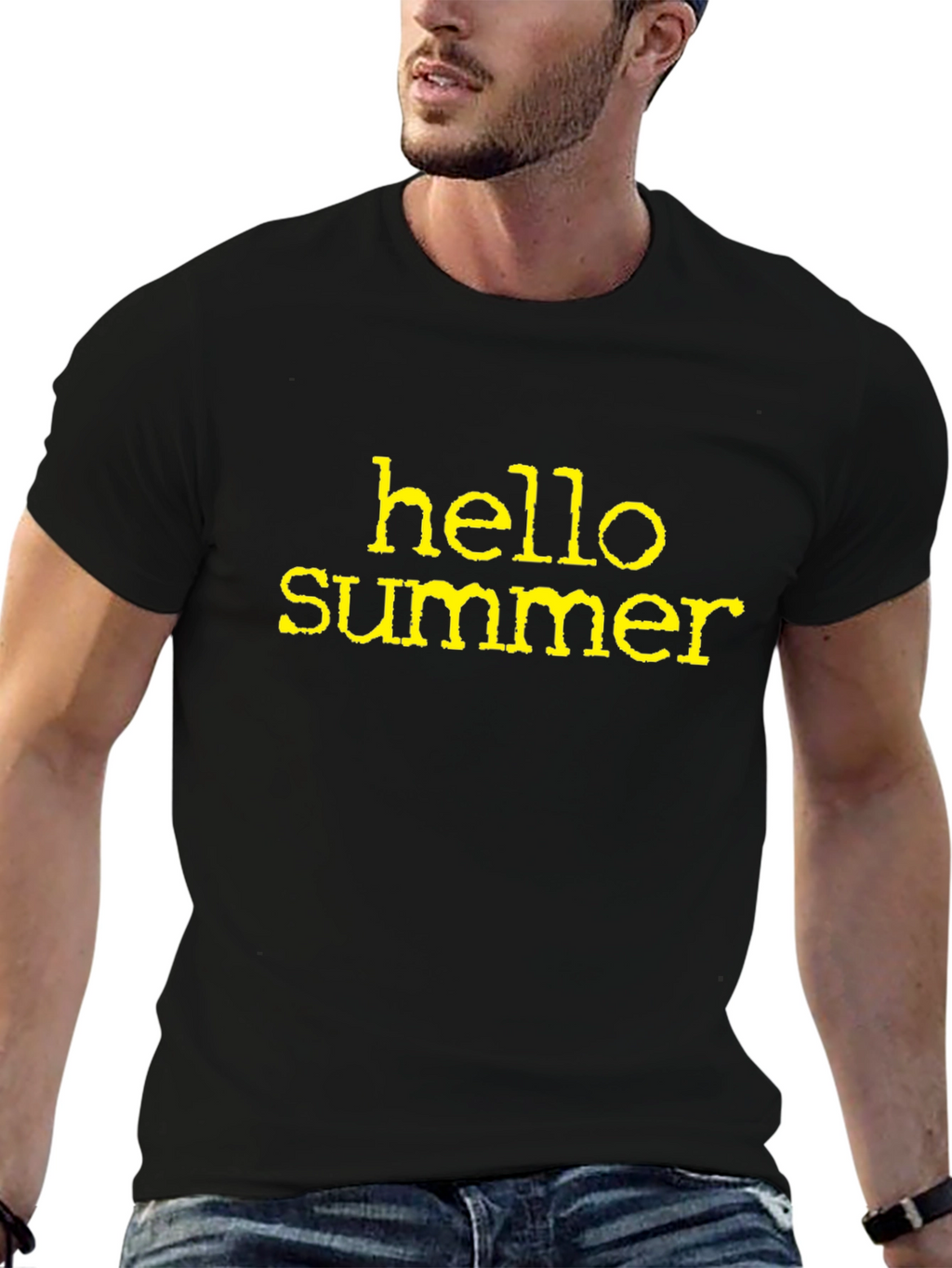 Hello Summer Graphic Tee - Black Cotton Casual T-Shirt