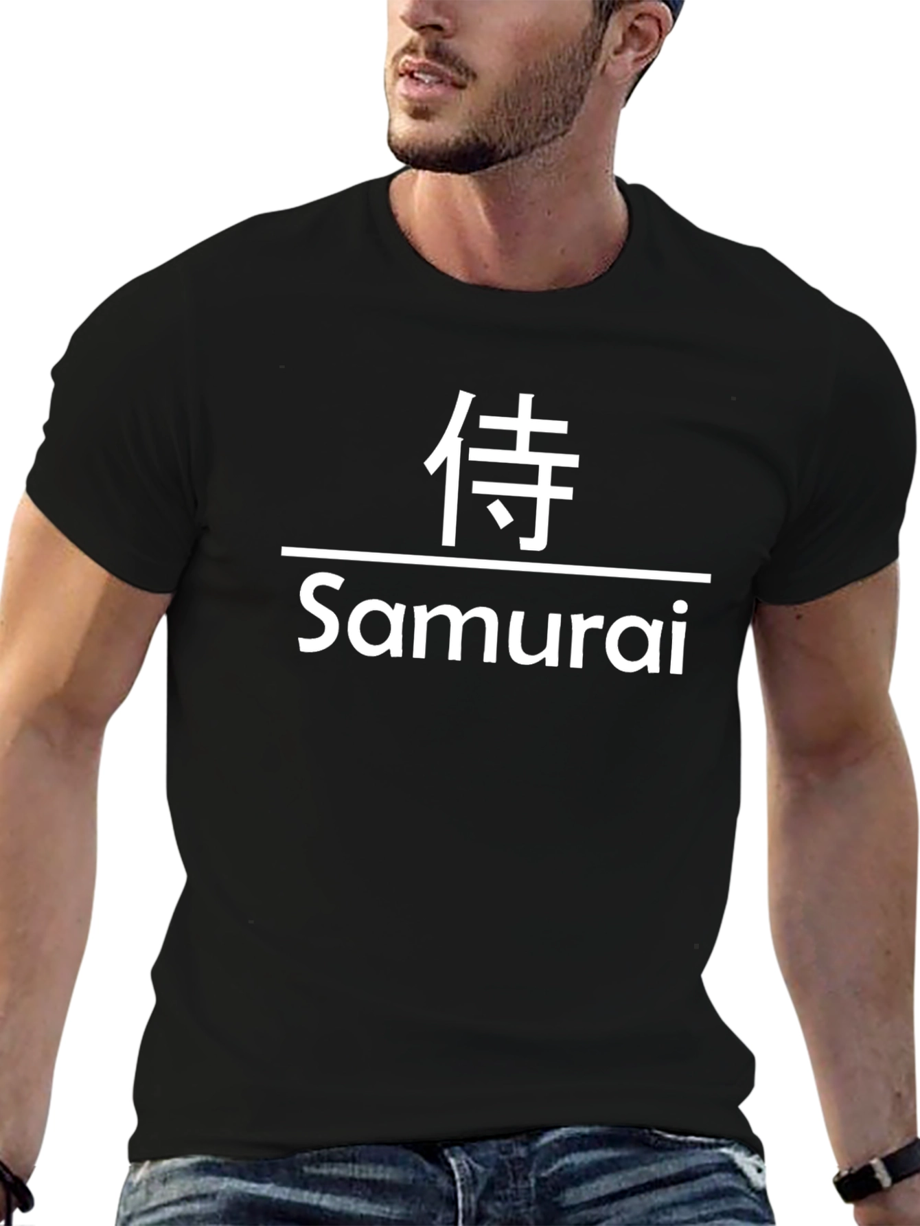 Samurai Graphic Tee - Black Cotton Blend