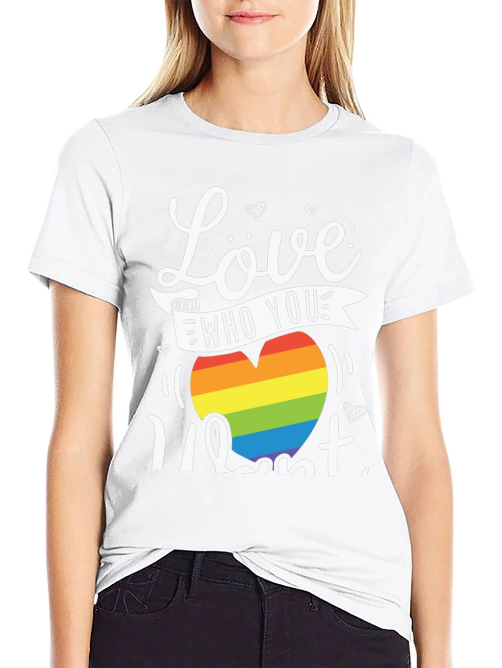 Love Who You Want Rainbow Heart Graphic Tee