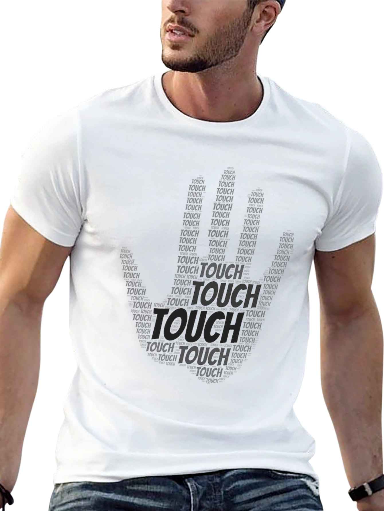Black Touch Print Crew Neck T-Shirt