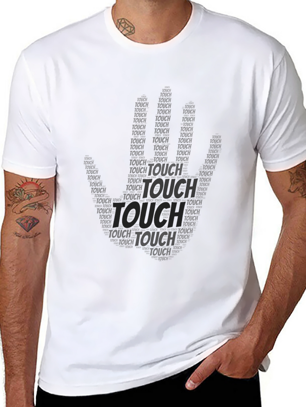 Black Touch Print Crew Neck T-Shirt