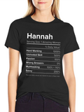 Hannah Nutrition Facts Black T-Shirt