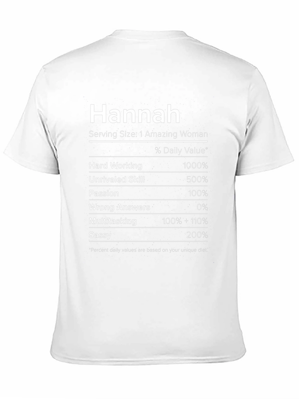 Hannah Nutrition Facts Black T-Shirt
