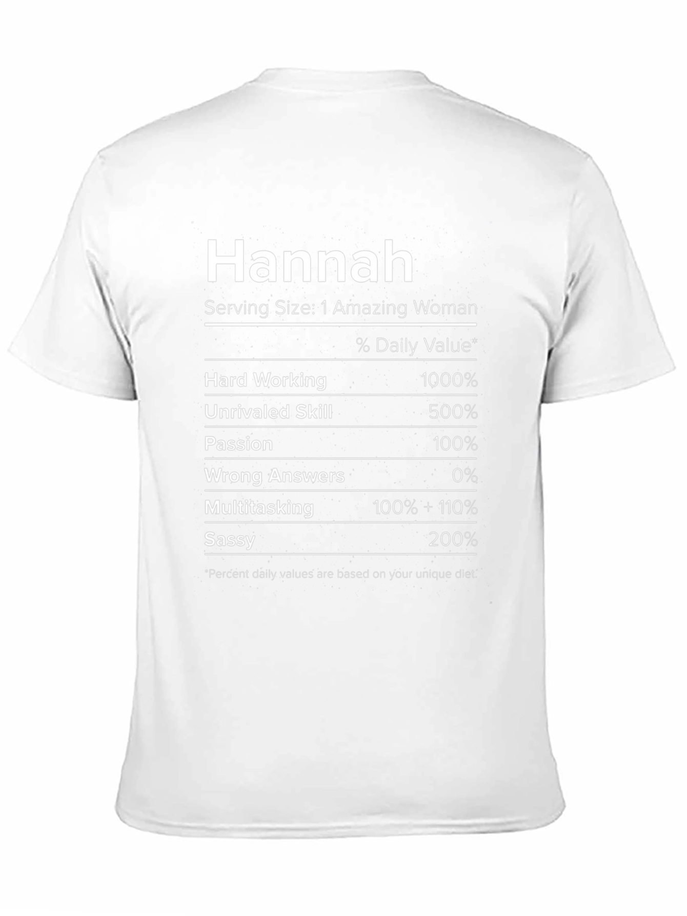 Hannah Nutrition Facts Black T-Shirt