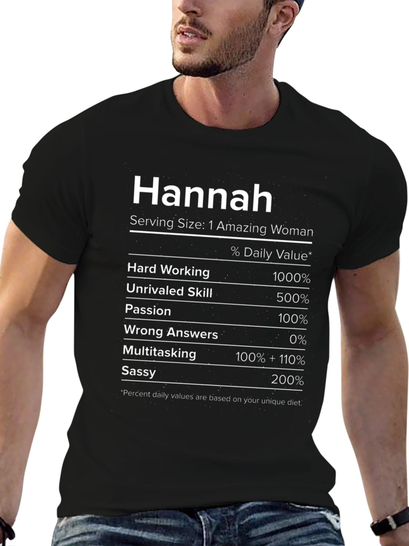 Hannah Nutrition Facts Black T-Shirt