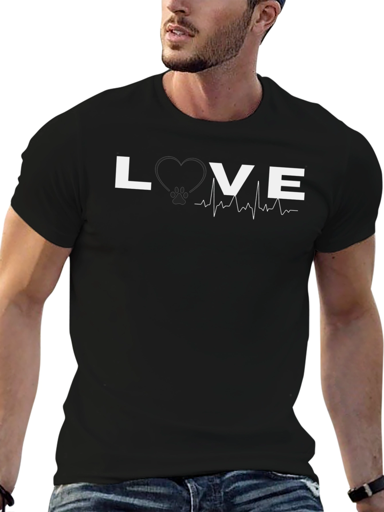 Love Paw Print Heartbeat Graphic Tee