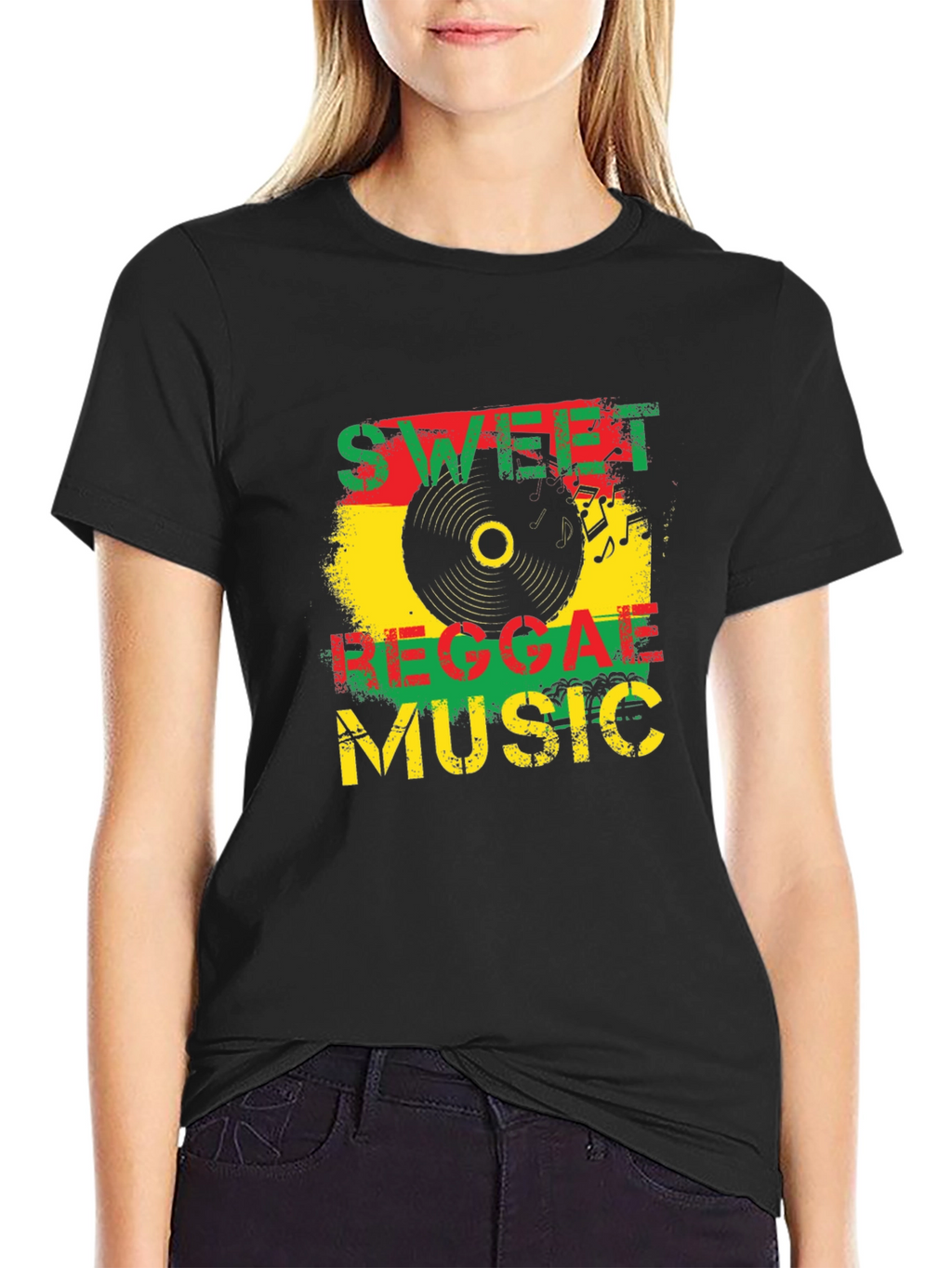 Sweet Reggae Music Graphic Black T-Shirt