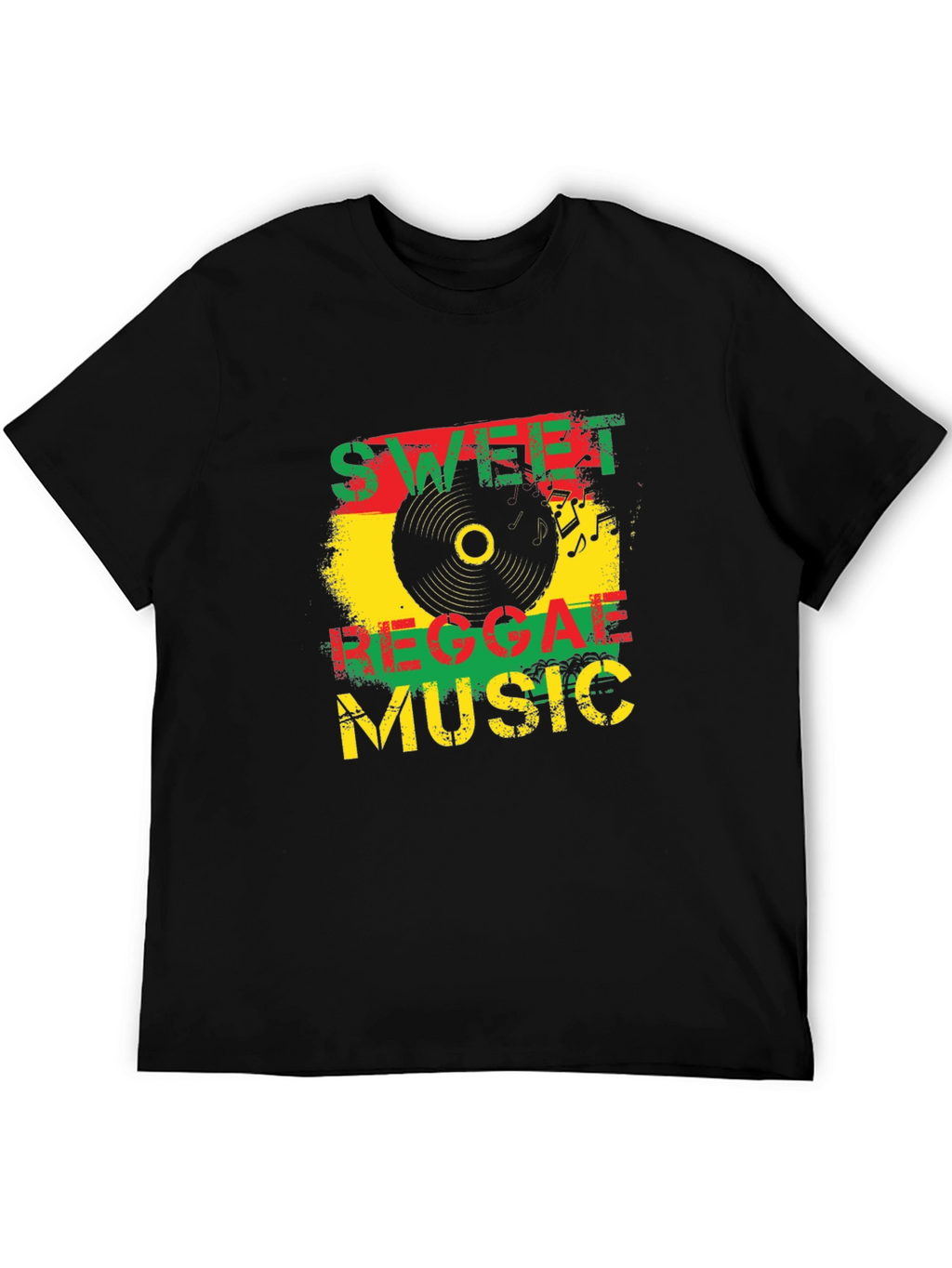 Sweet Reggae Music Graphic Black T-Shirt