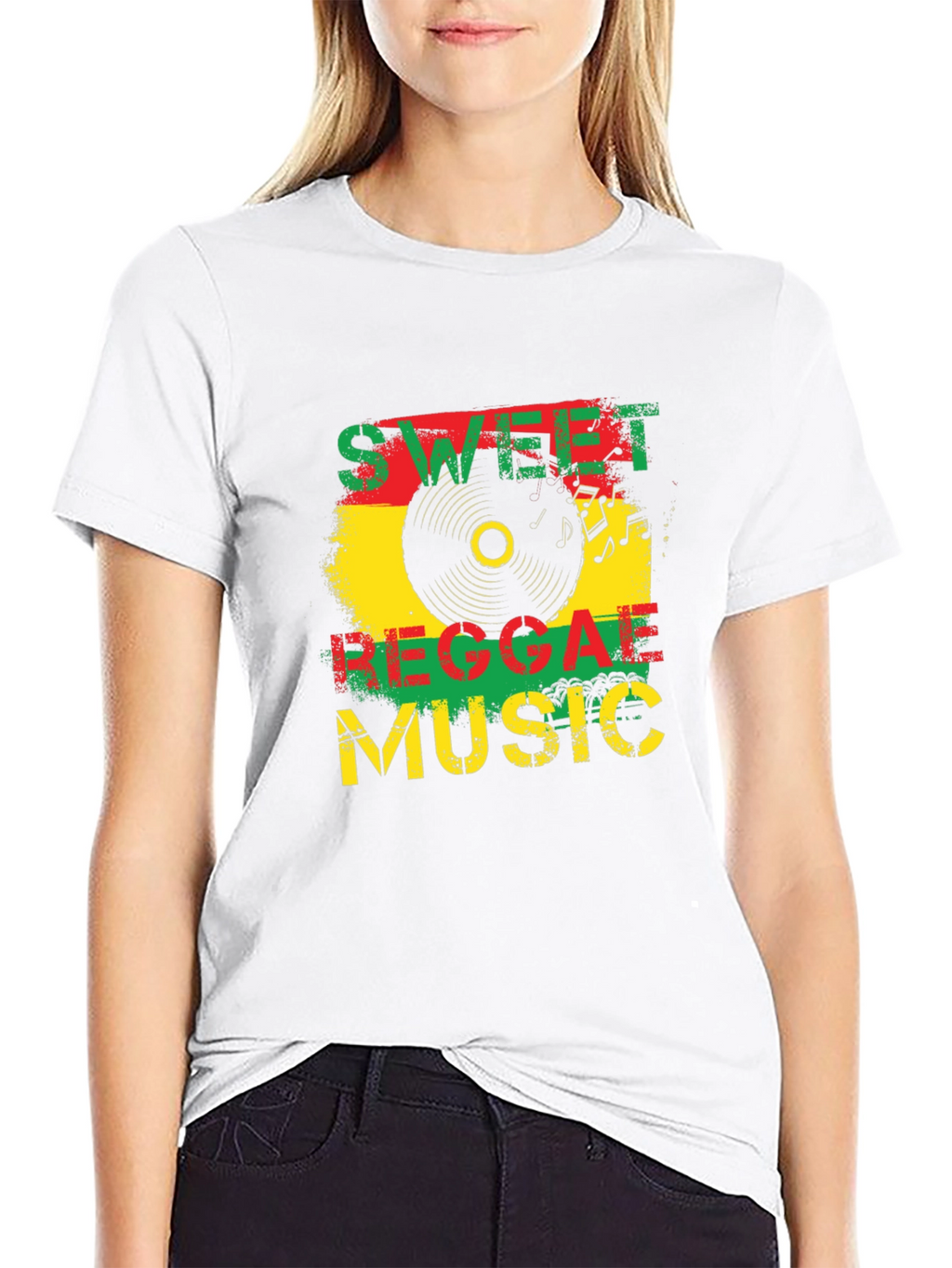 Sweet Reggae Music Graphic Black T-Shirt