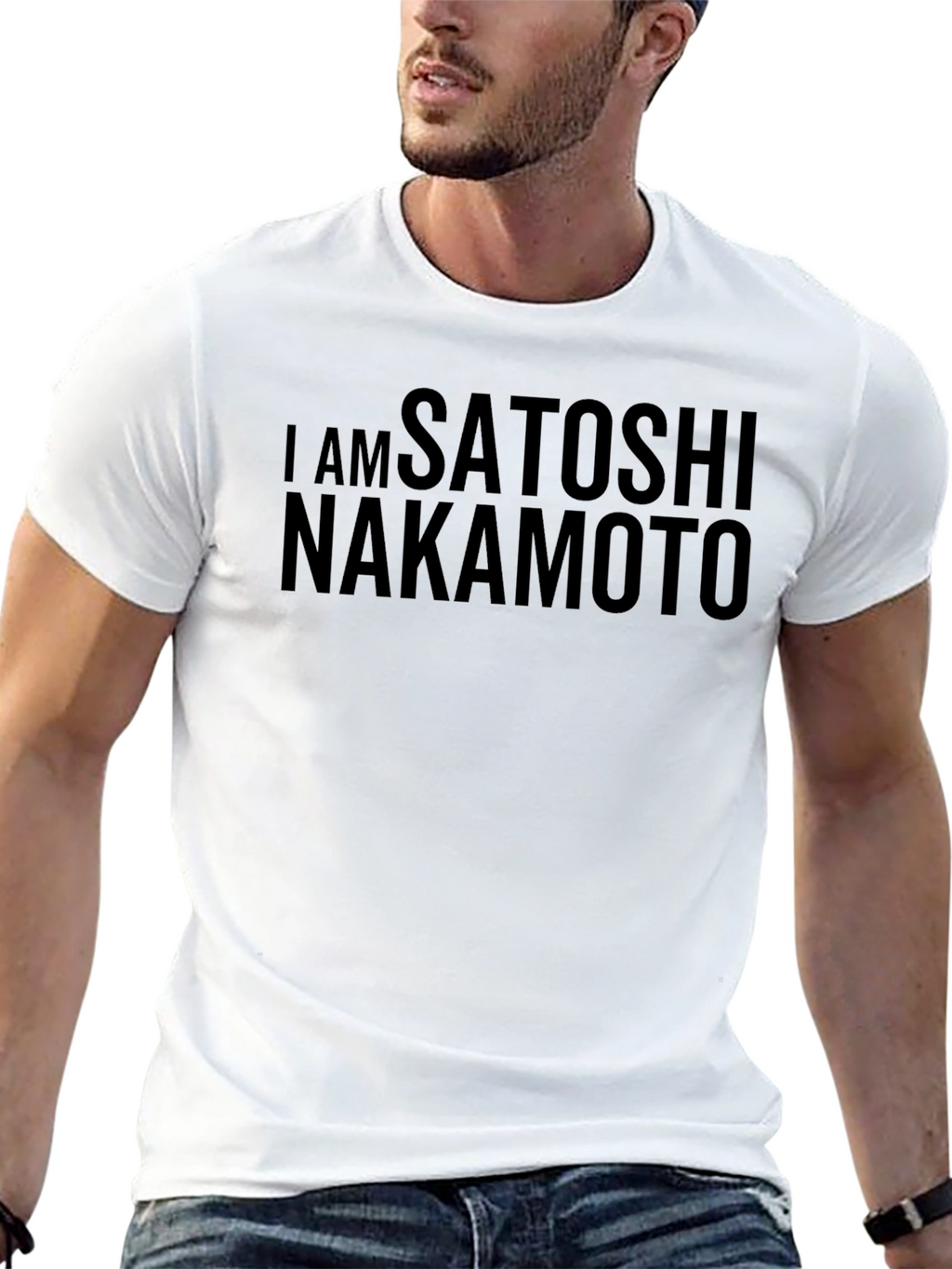 I AM Satoshi Nakamoto Black Cotton Tee