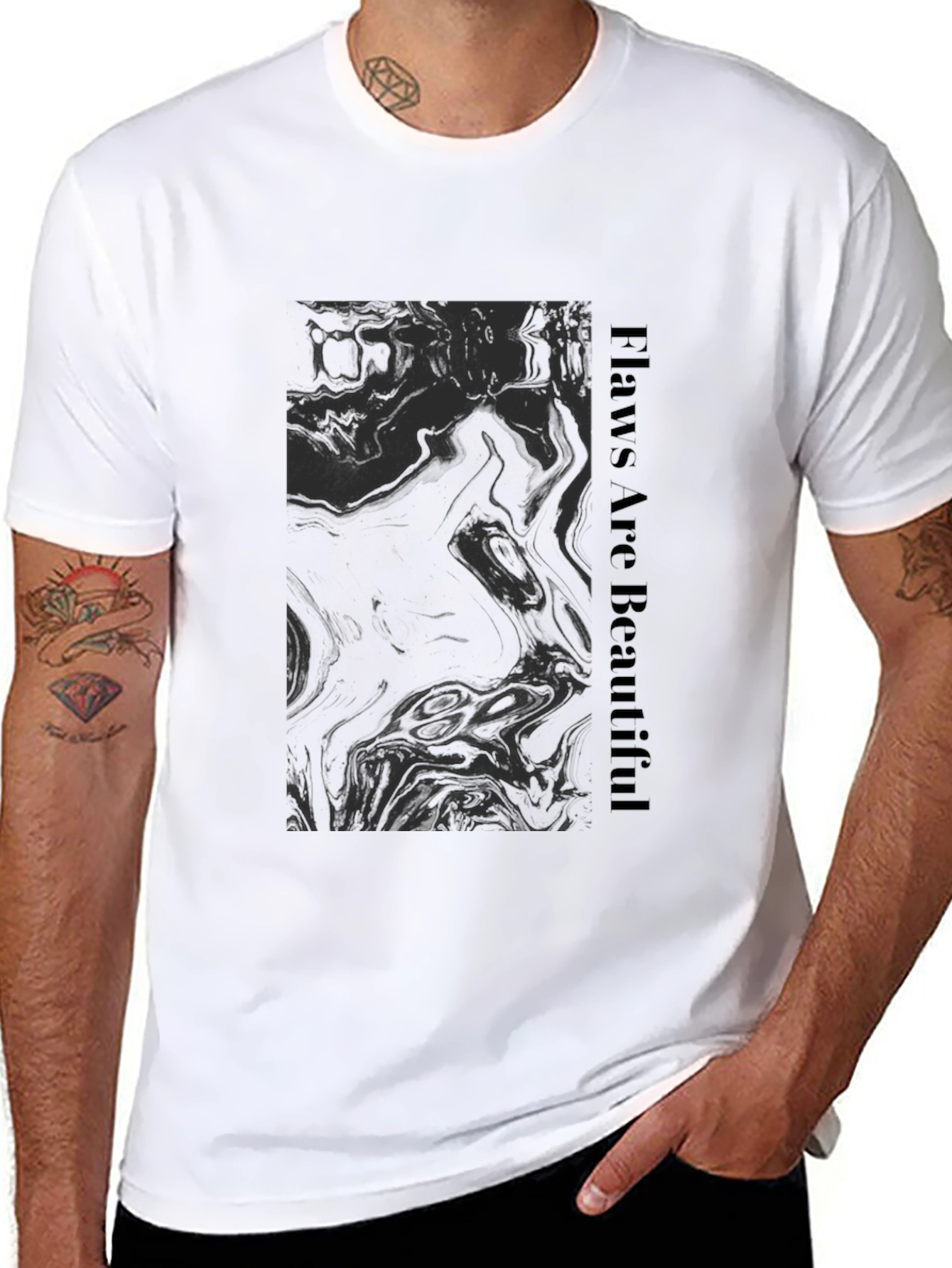 Flaws Are Beautiful Graphic Tee - Black