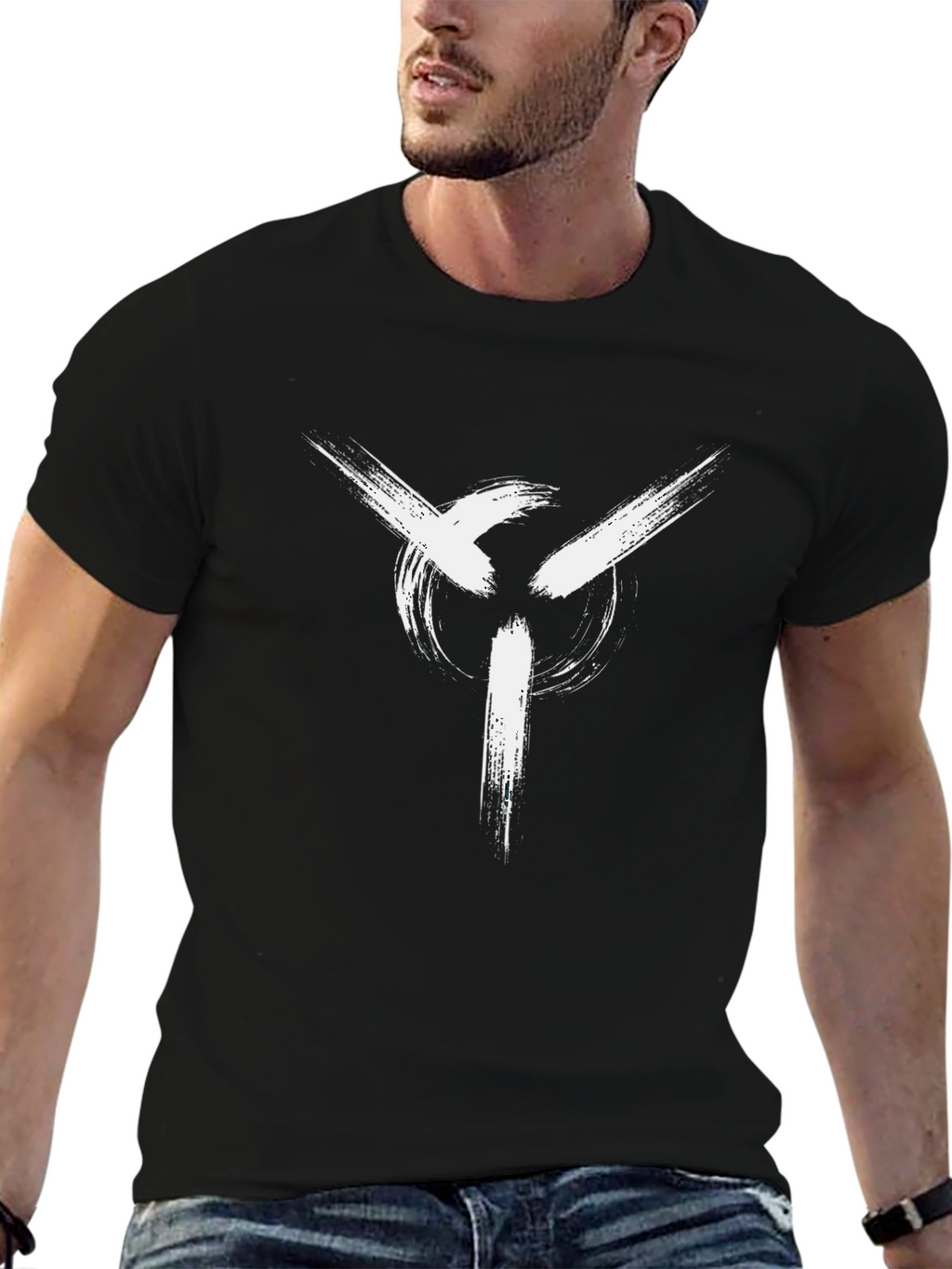 Abstract Graphic Tee - Brush Stroke Design