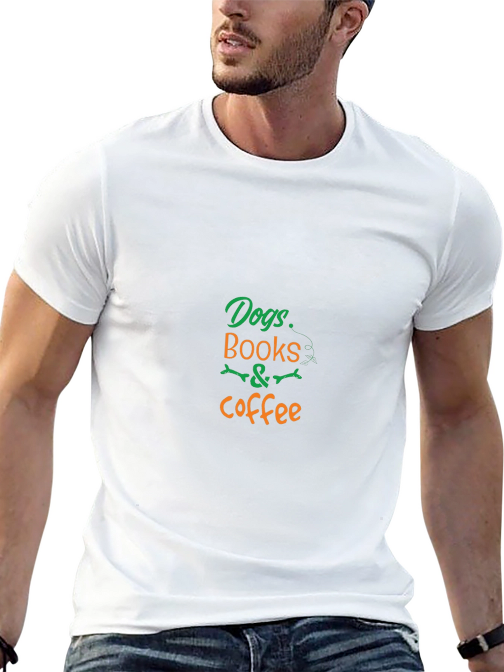 Dogs Books & Coffee Graphic T-Shirt
