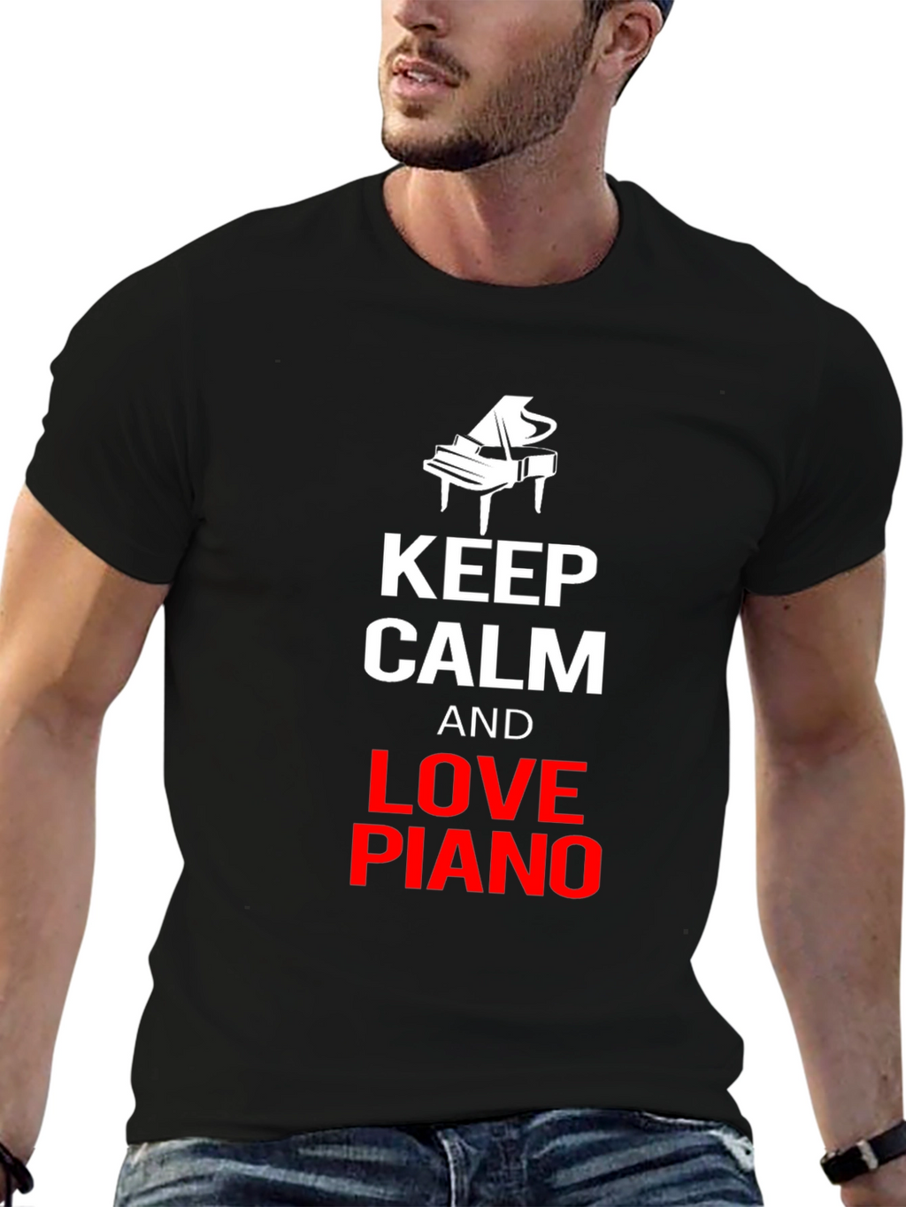 Keep Calm and Love Piano Black T-Shirt