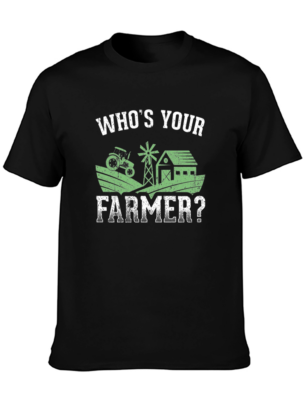 Whos Your Farmer? Black Graphic T-Shirt