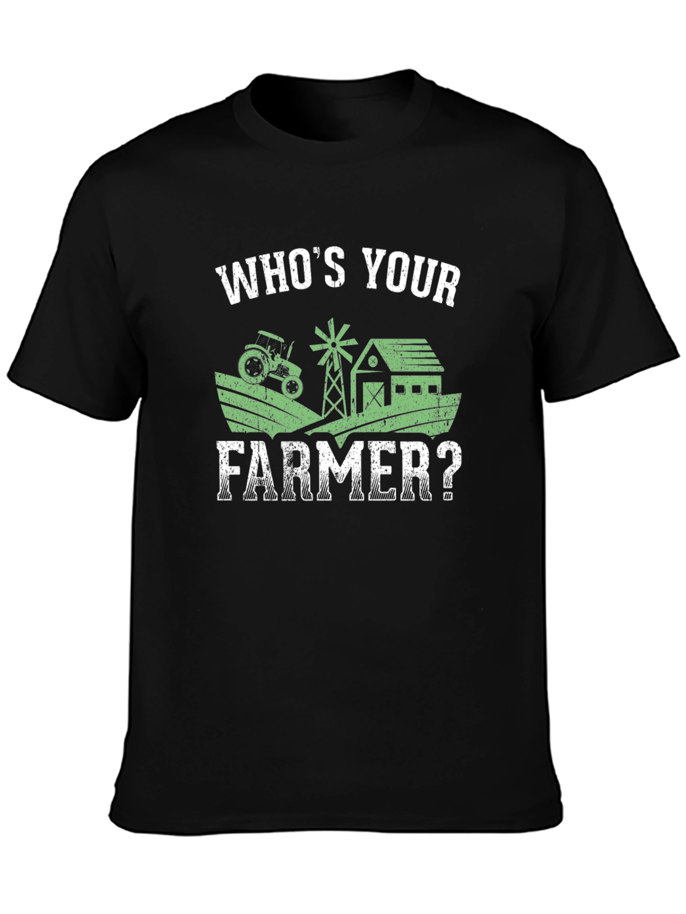Whos Your Farmer? Black Graphic T-Shirt