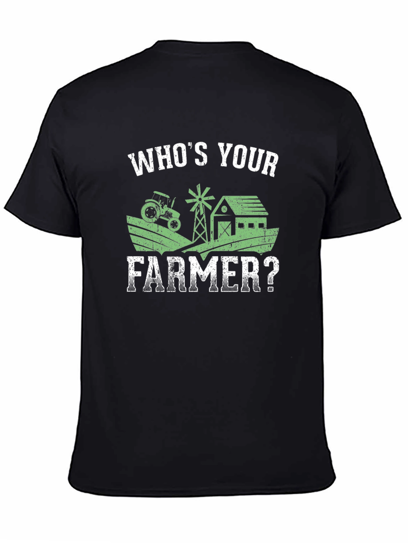 Whos Your Farmer? Black Graphic T-Shirt