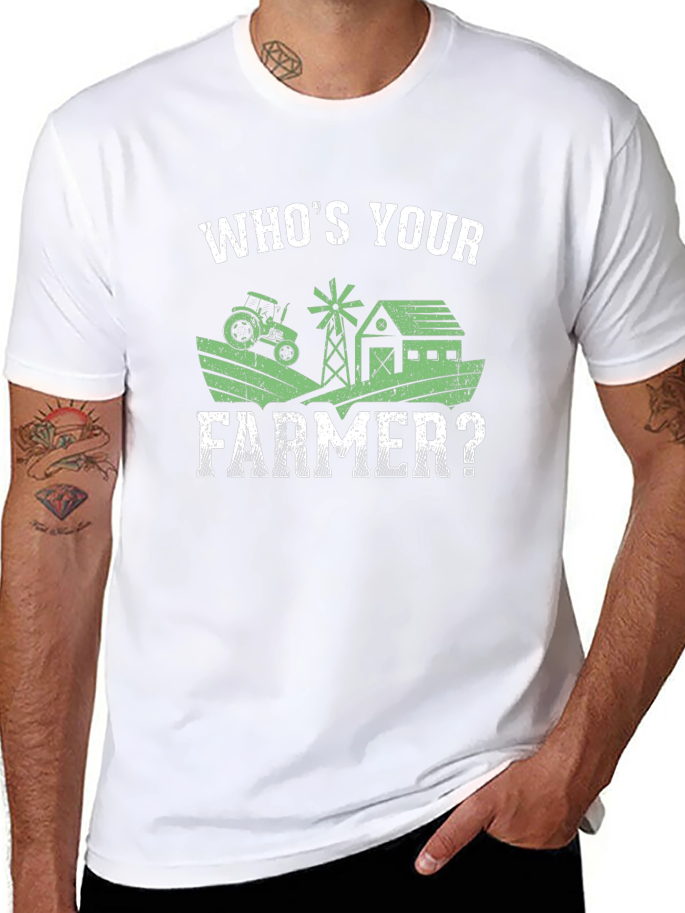 Whos Your Farmer? Black Graphic T-Shirt