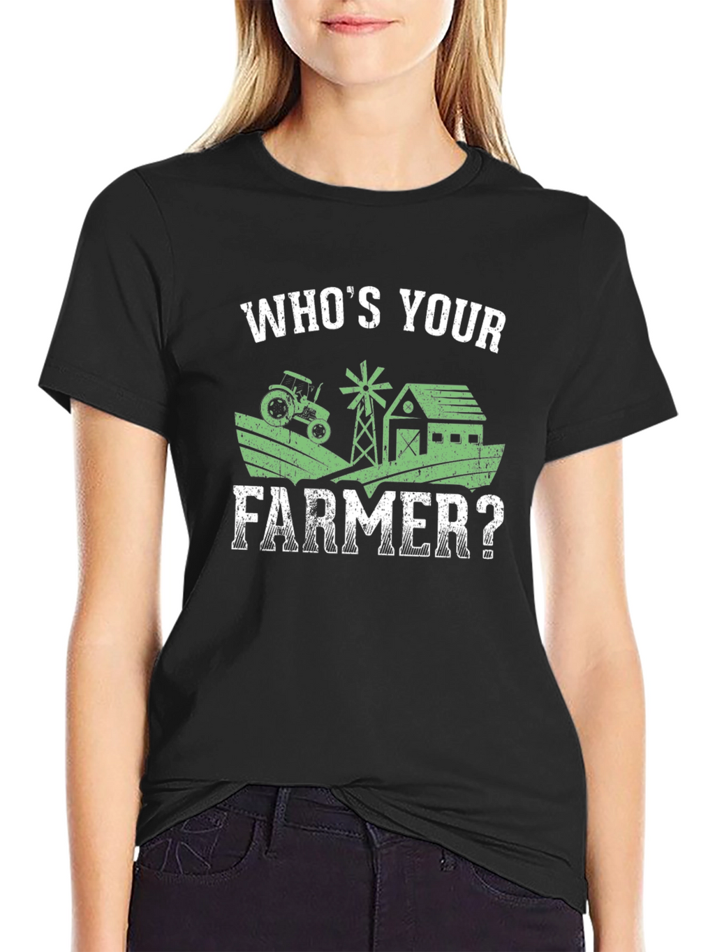 Whos Your Farmer? Black Graphic T-Shirt
