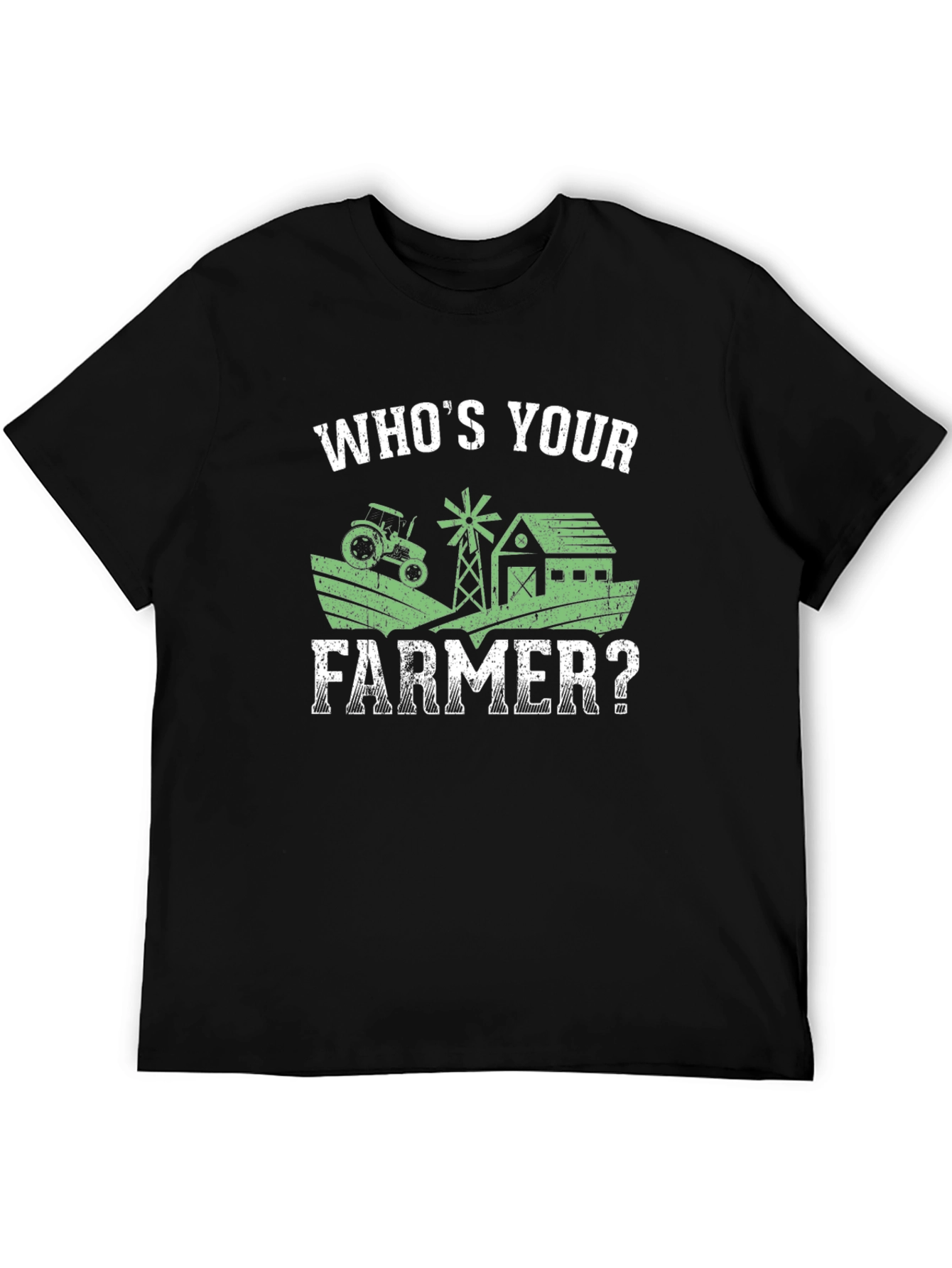 Whos Your Farmer? Black Graphic T-Shirt