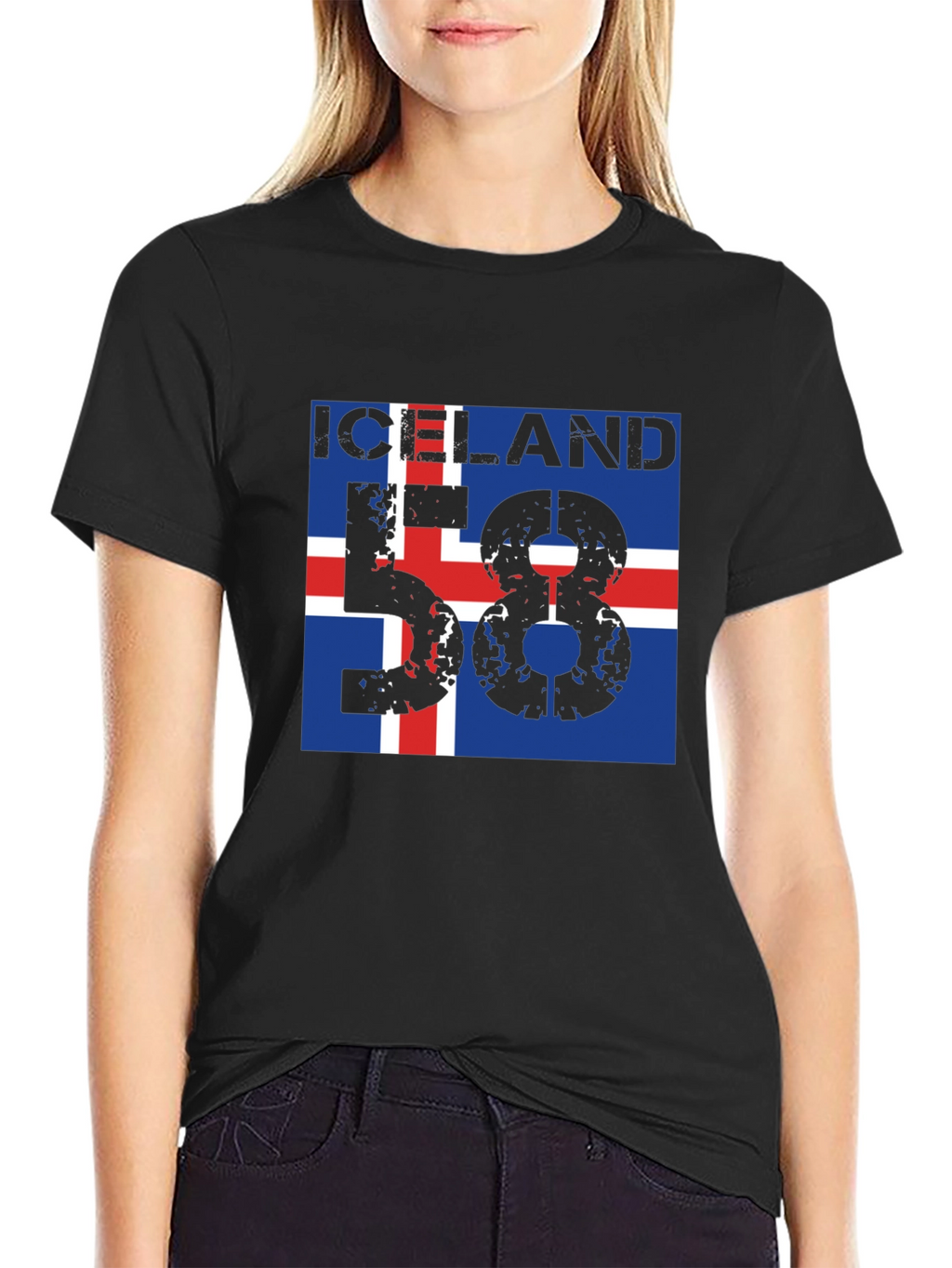 Iceland Flag Graphic T-Shirt - Black