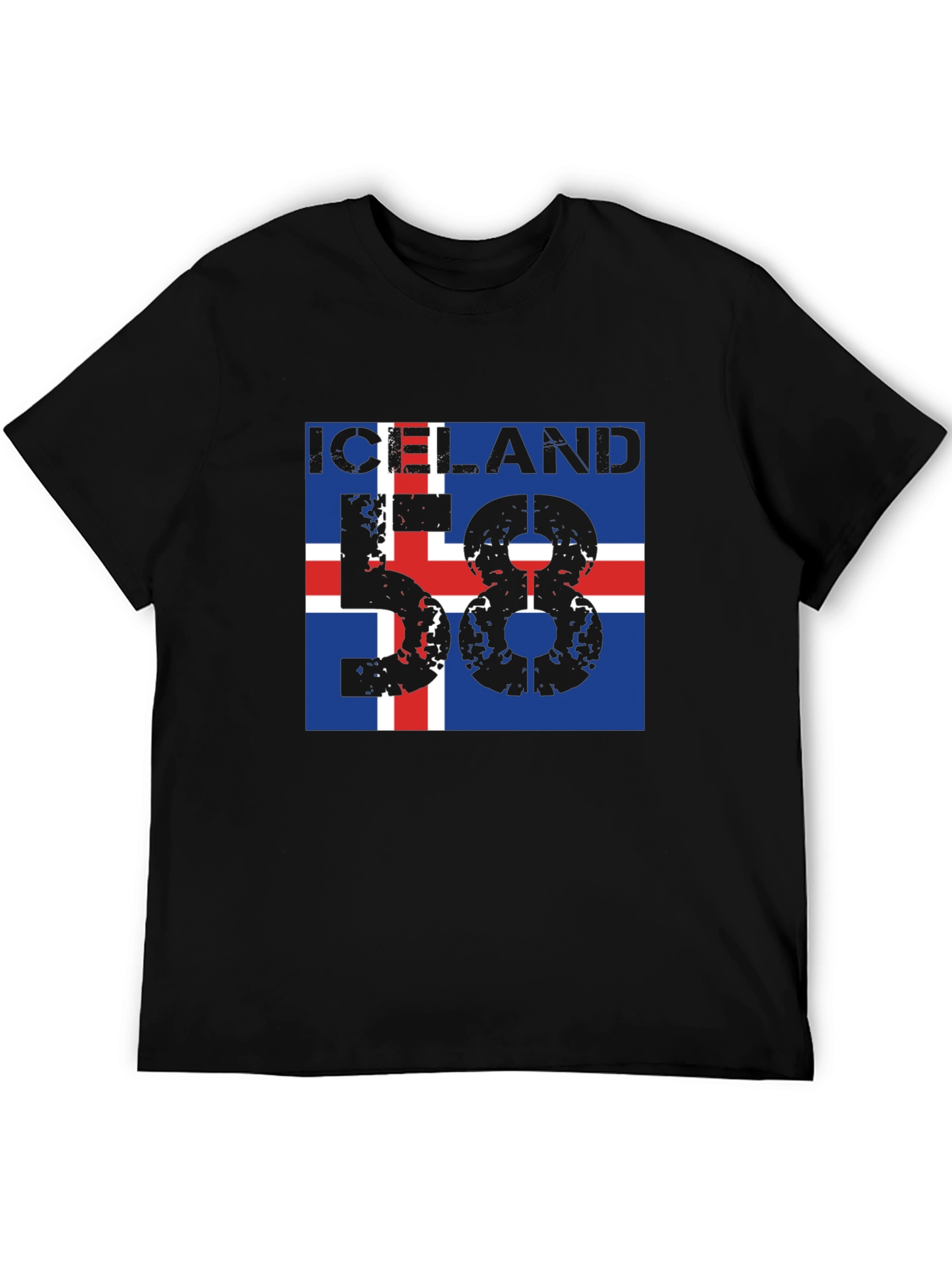 Iceland Flag Graphic T-Shirt - Black