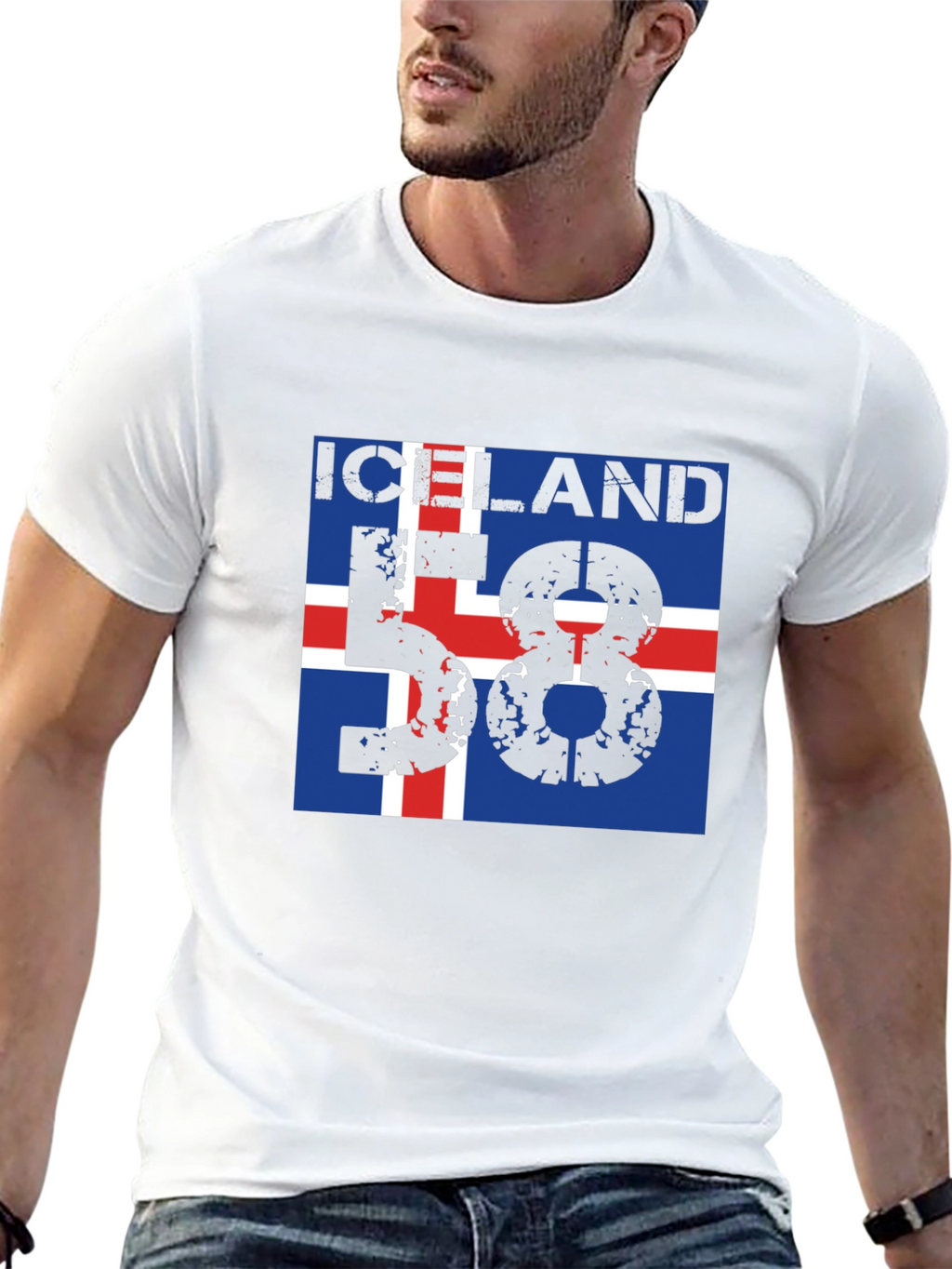Iceland Flag Graphic T-Shirt - Black