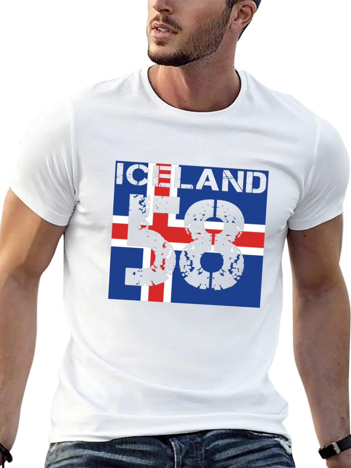Iceland Flag Graphic T-Shirt - Black
