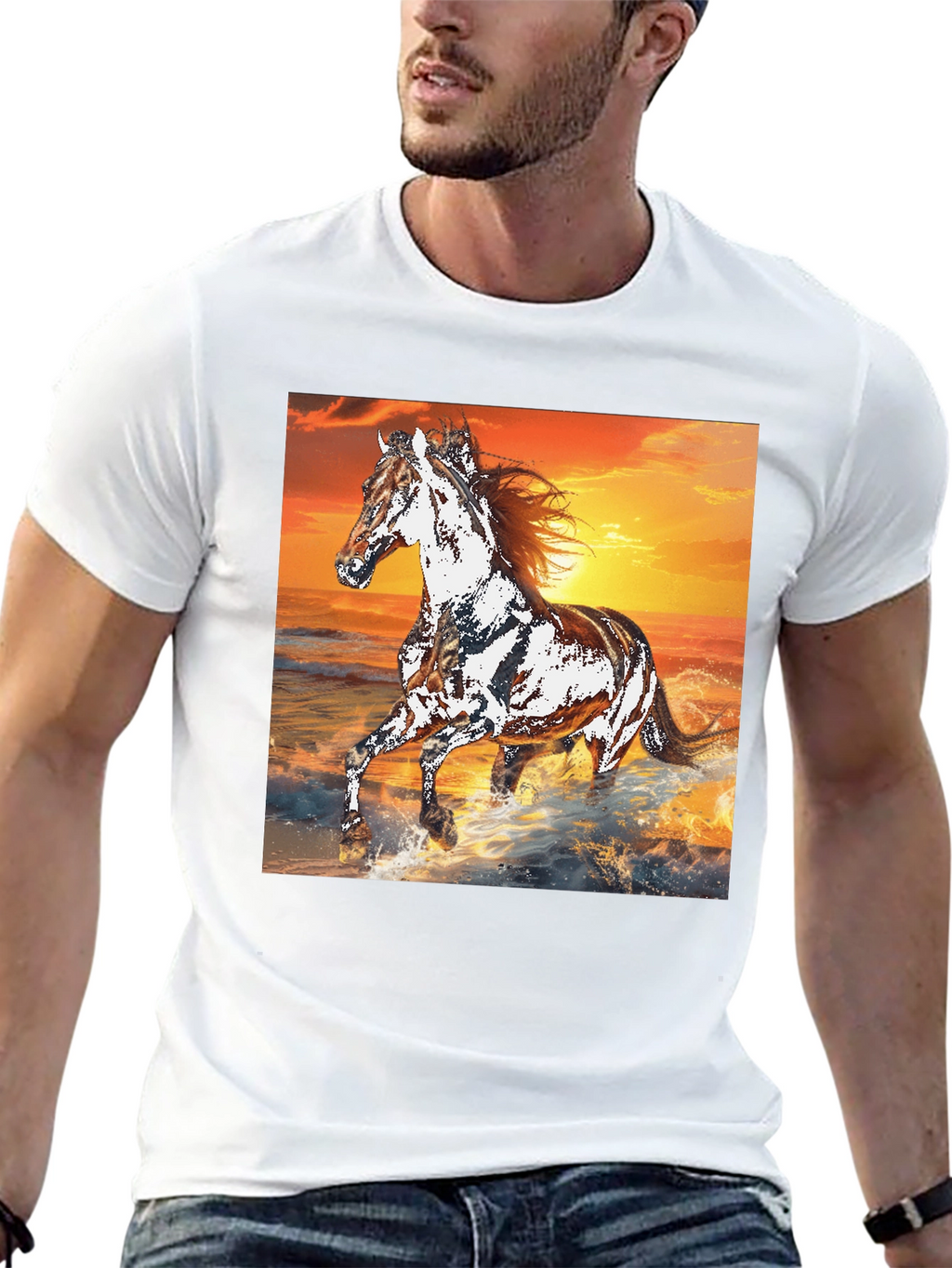 Horse Sunset Graphic Tee - Black