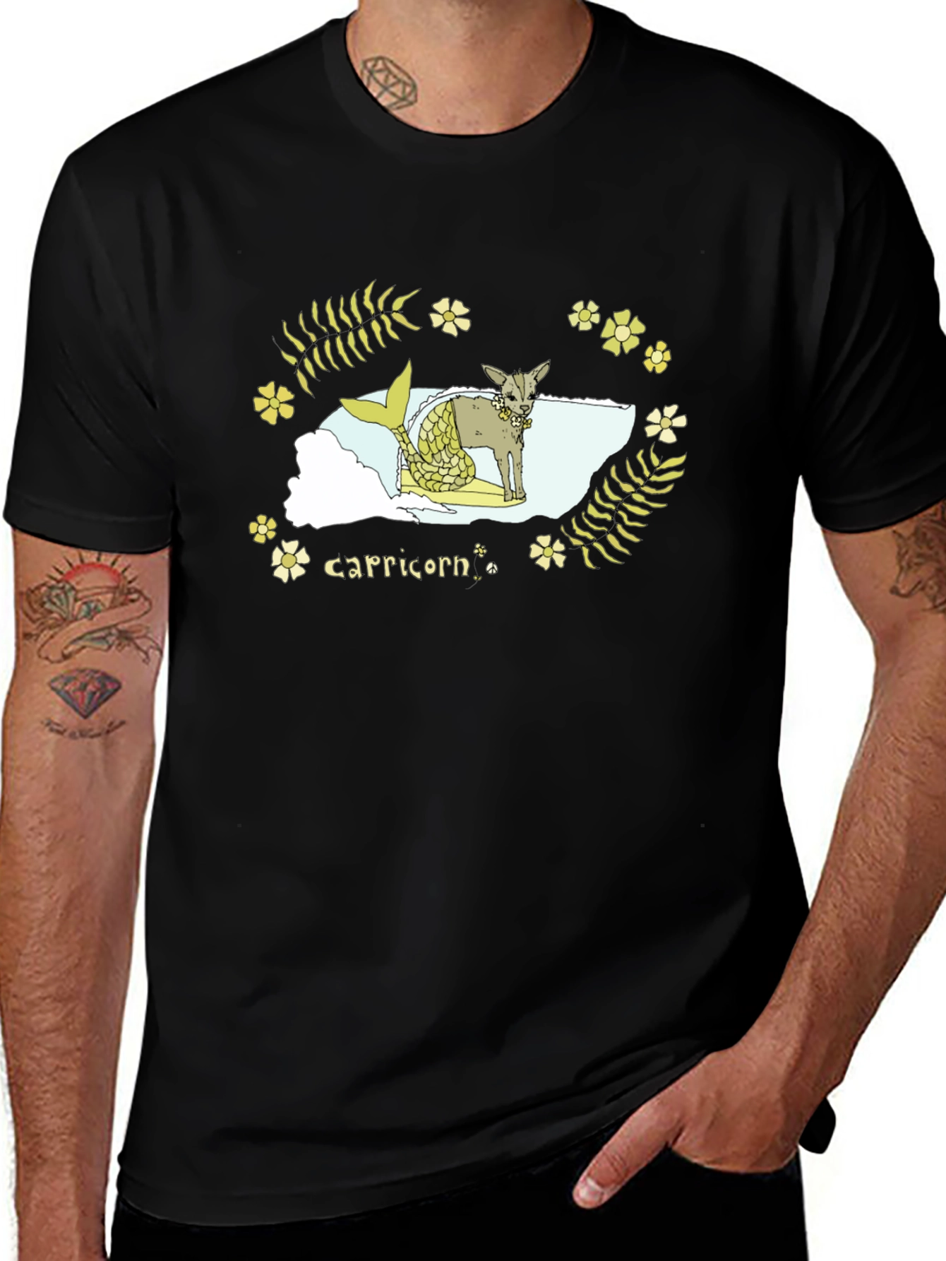 Capricorn Dog Mermaid Graphic Tee - Zodiac T-Shirt